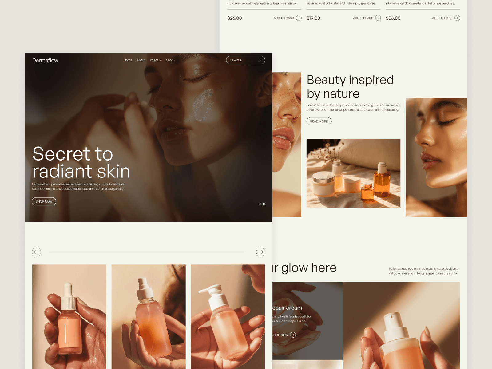 Template de Skincare para Webflow