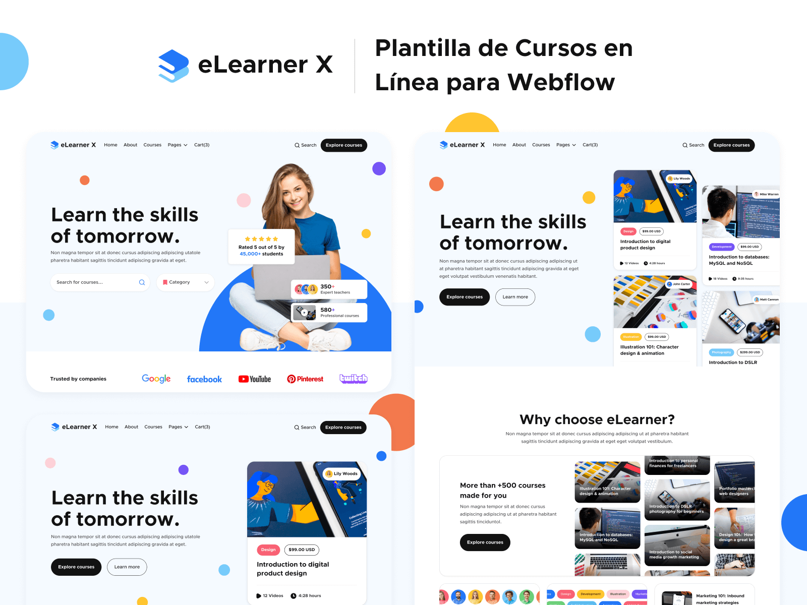 Plantilla de Cursos en Línea para Webflow