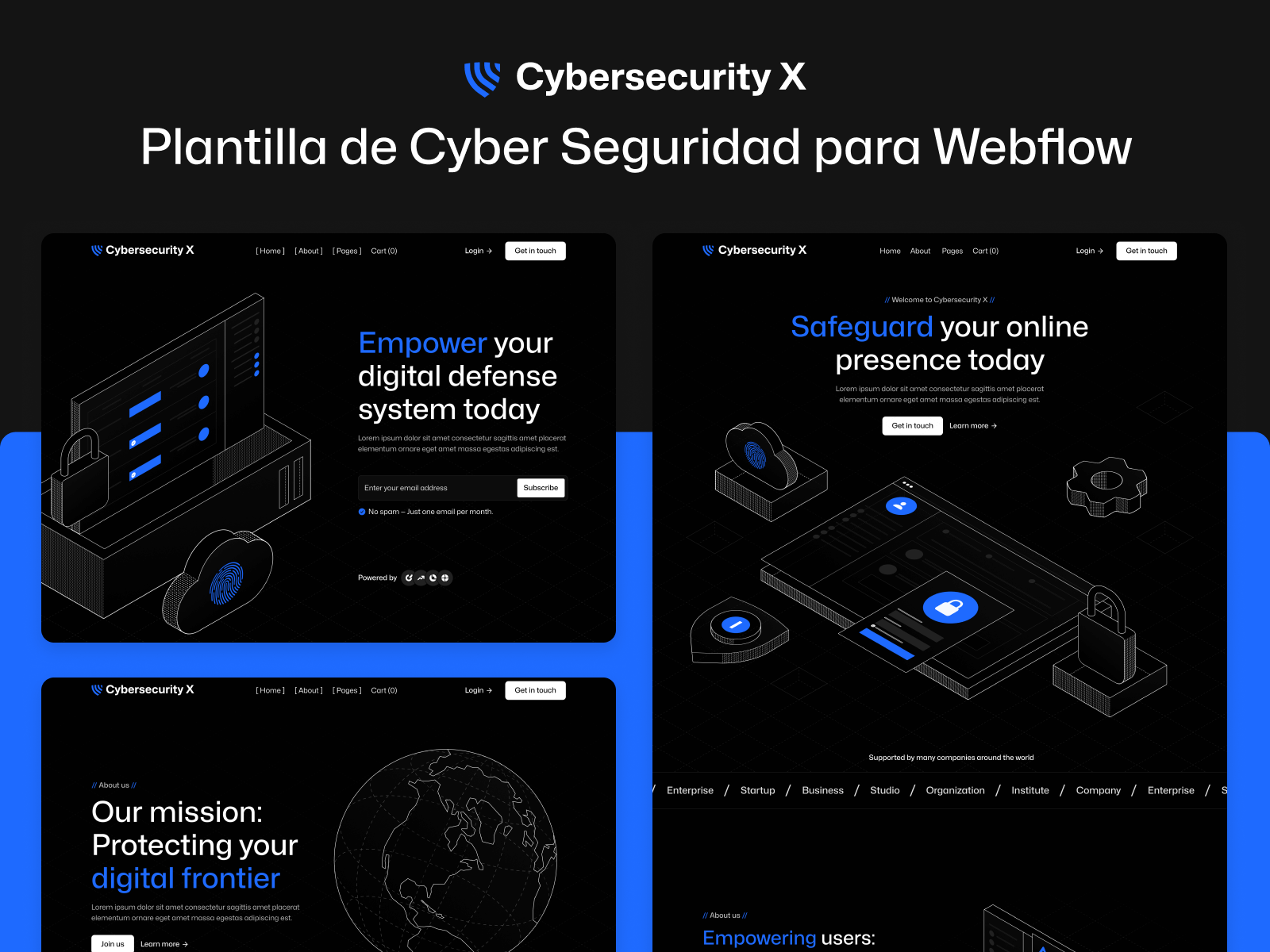 Plantilla de Cyber Seguridad para Webflow