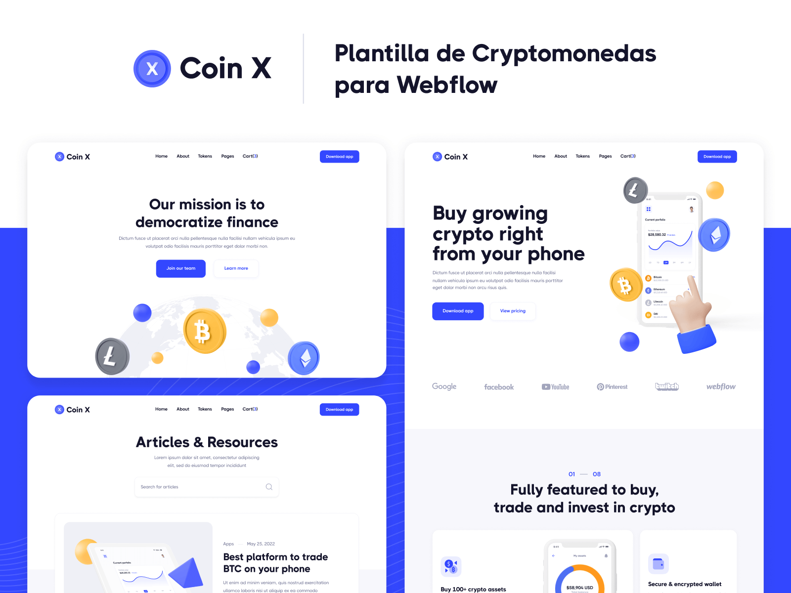 Plantilla de Cryptomonedas para Webflow