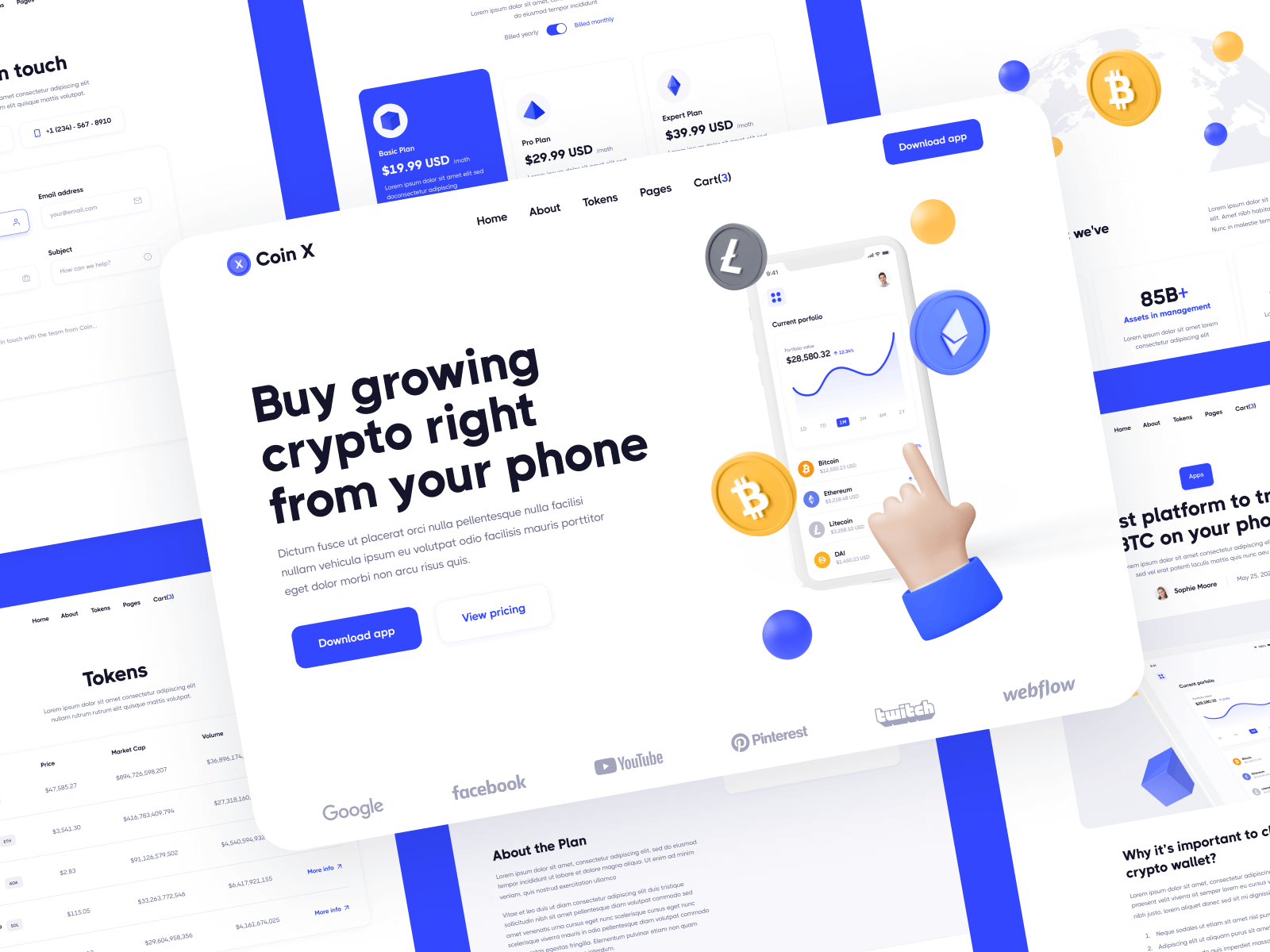 Plantilla para Webflow de Cryptomonedas