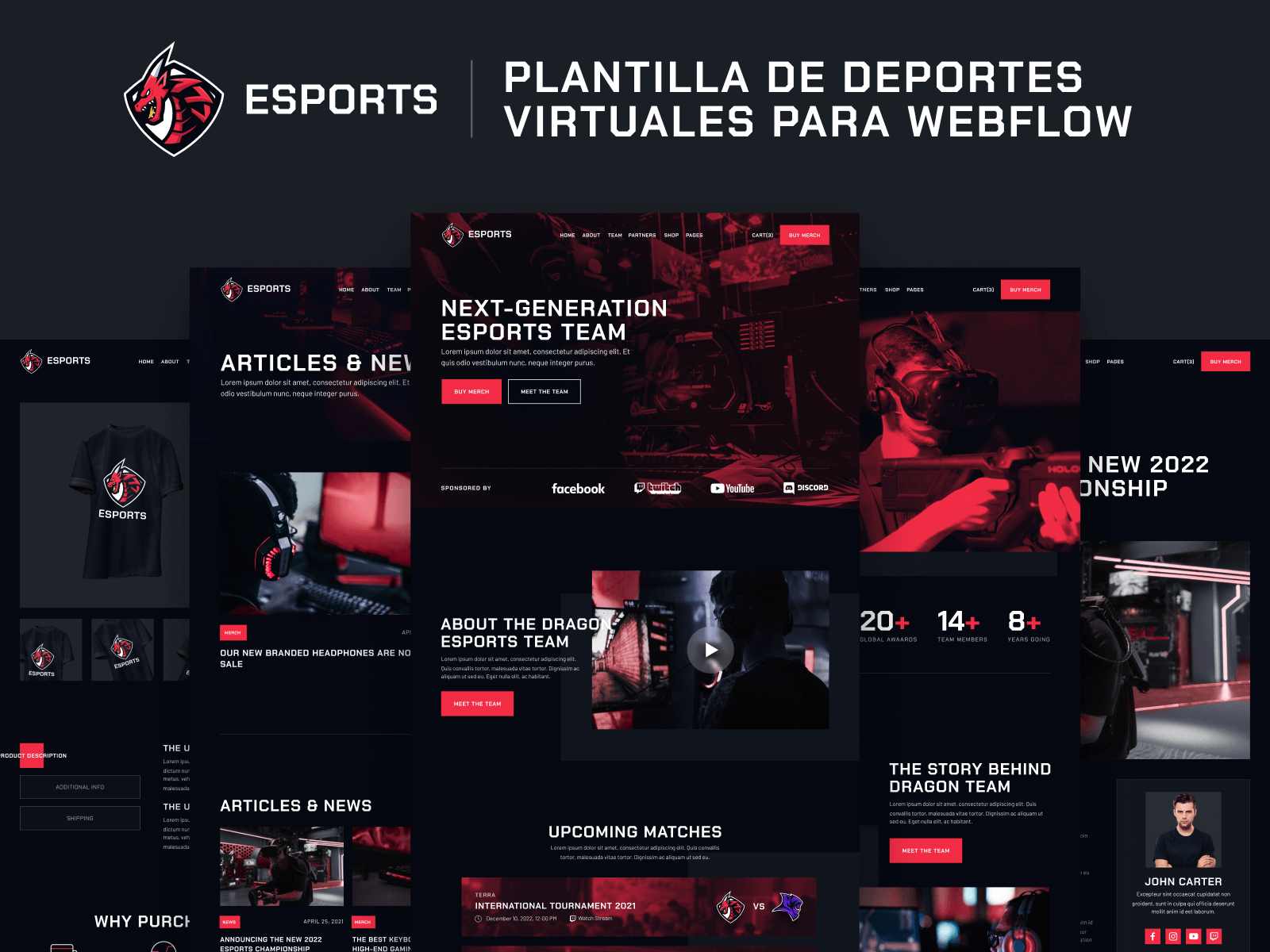 Plantilla de Deportes Virtuales para Webflow