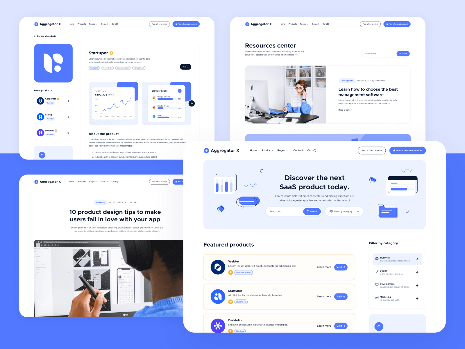 Plantilla para Webflow de Descubrimientos de Productos