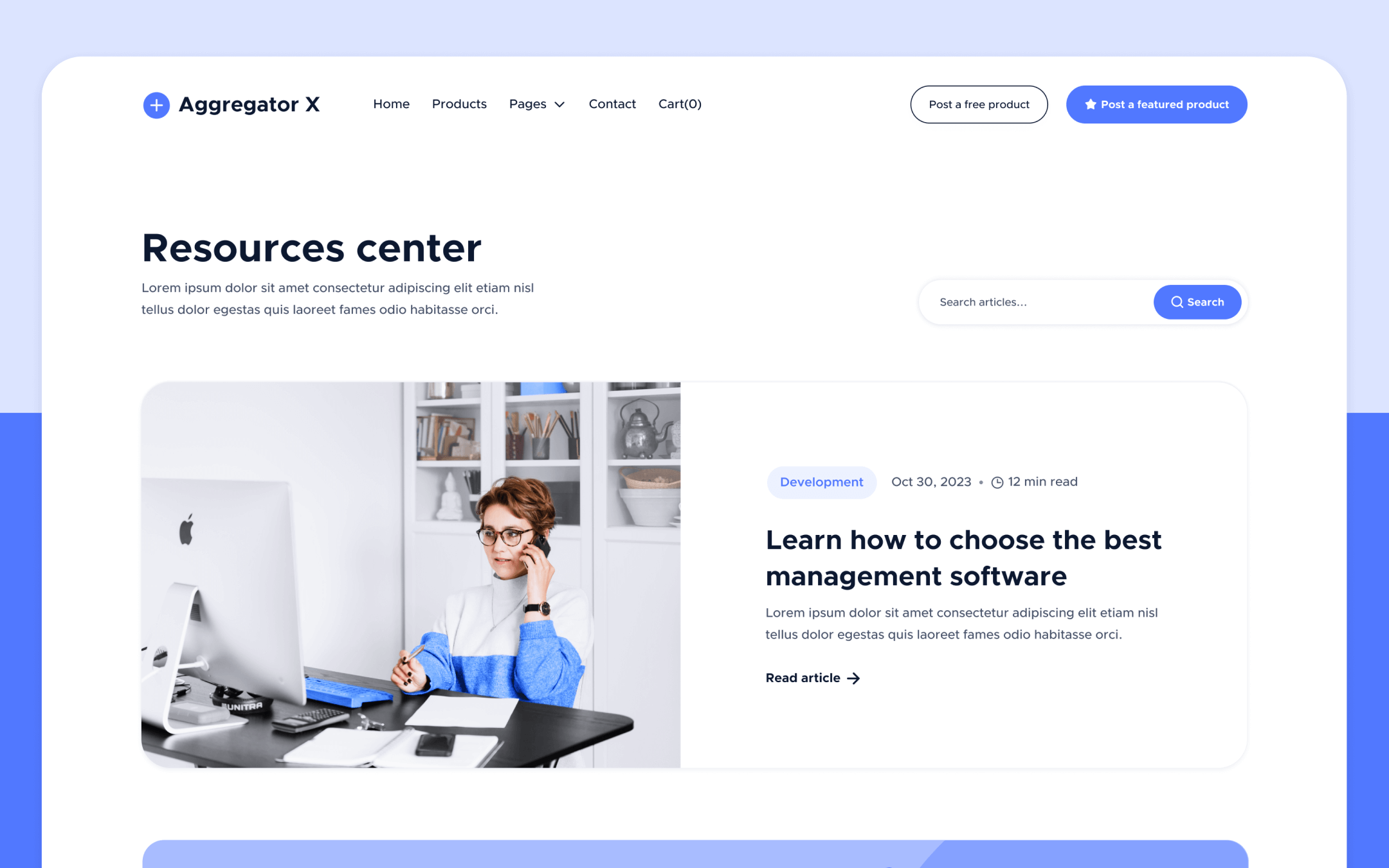 Aggregator X Template para Webflow
