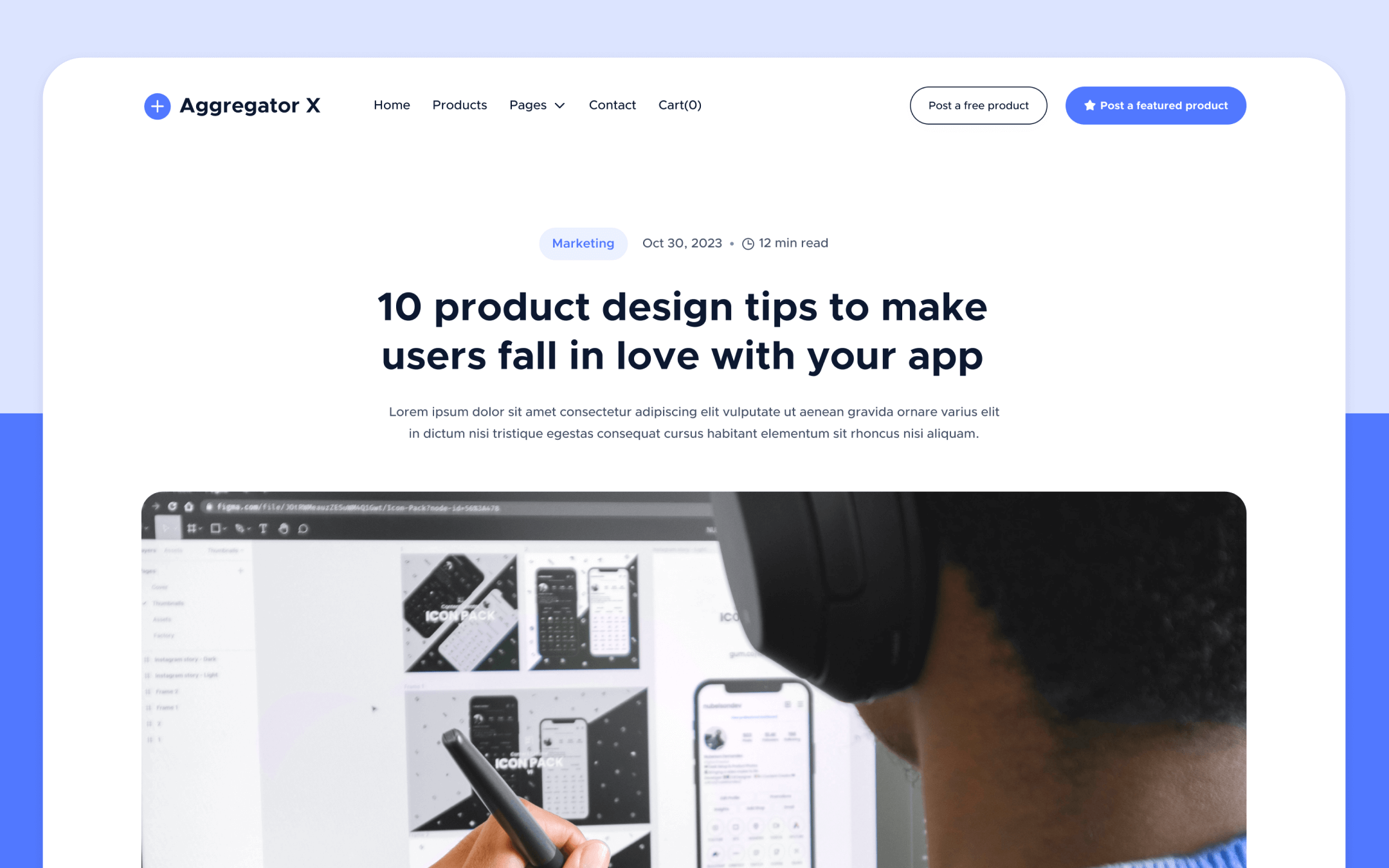 Aggregator X Template para Webflow