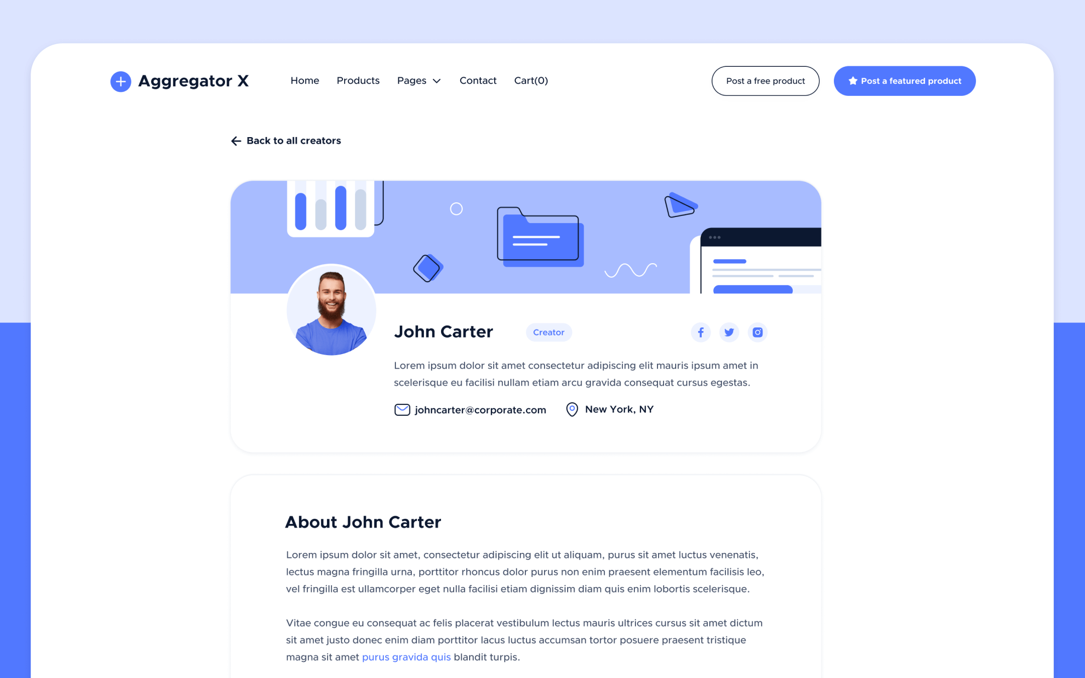 Aggregator X Template para Webflow