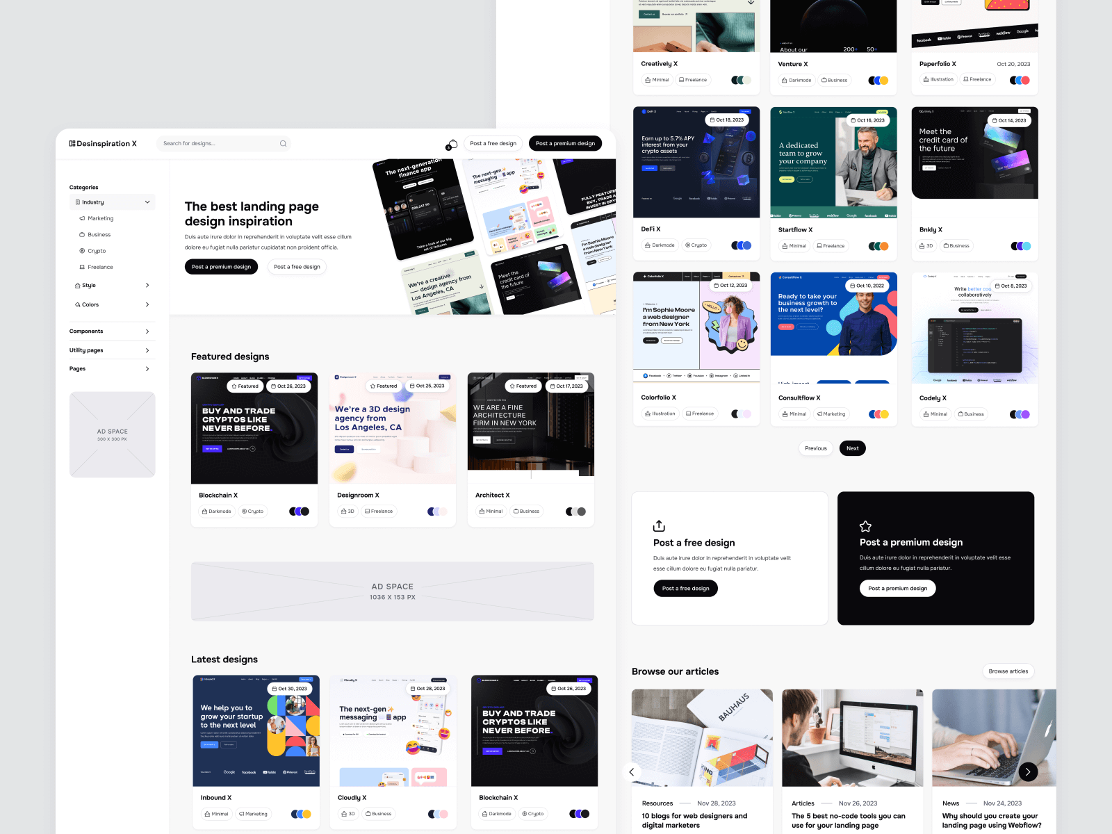 Plantilla de Directorio de Diseño Curado para Webflow