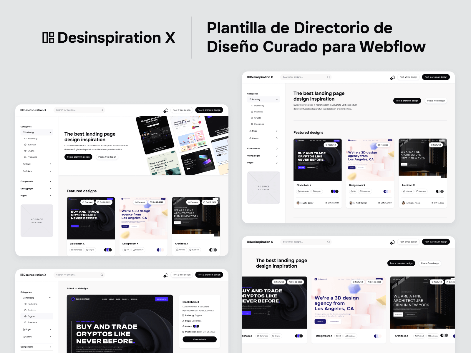 Plantilla de Directorio de Diseño Curado para Webflow