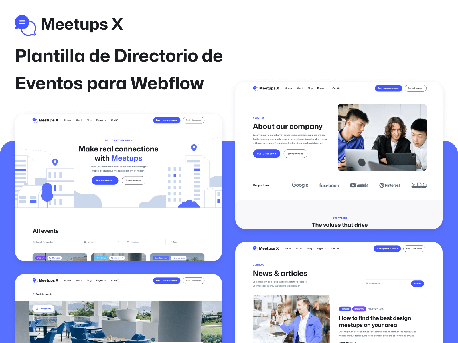 Plantilla de Directorio de Eventos para Webflow