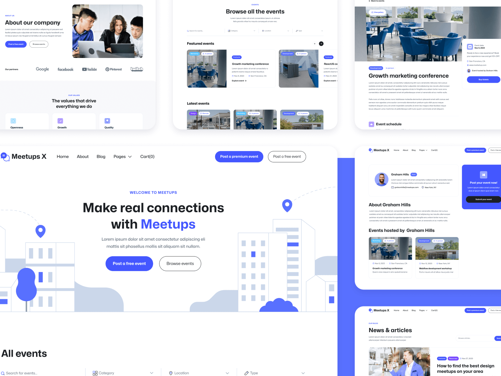 Plantilla de Eventos en Línea para Webflow