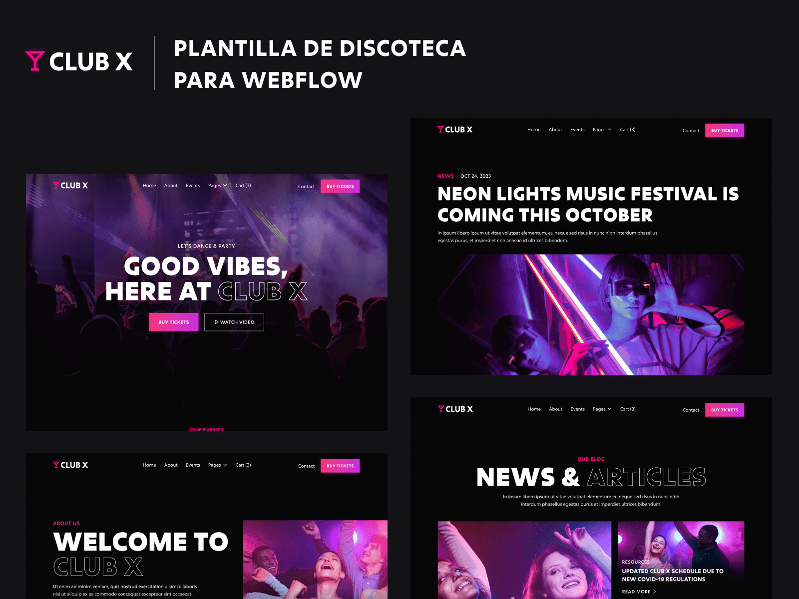 Plantilla de Discoteca para Webflow