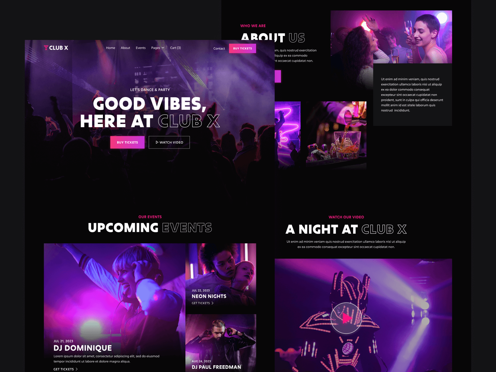 Template de Club Nocturno para Webflow