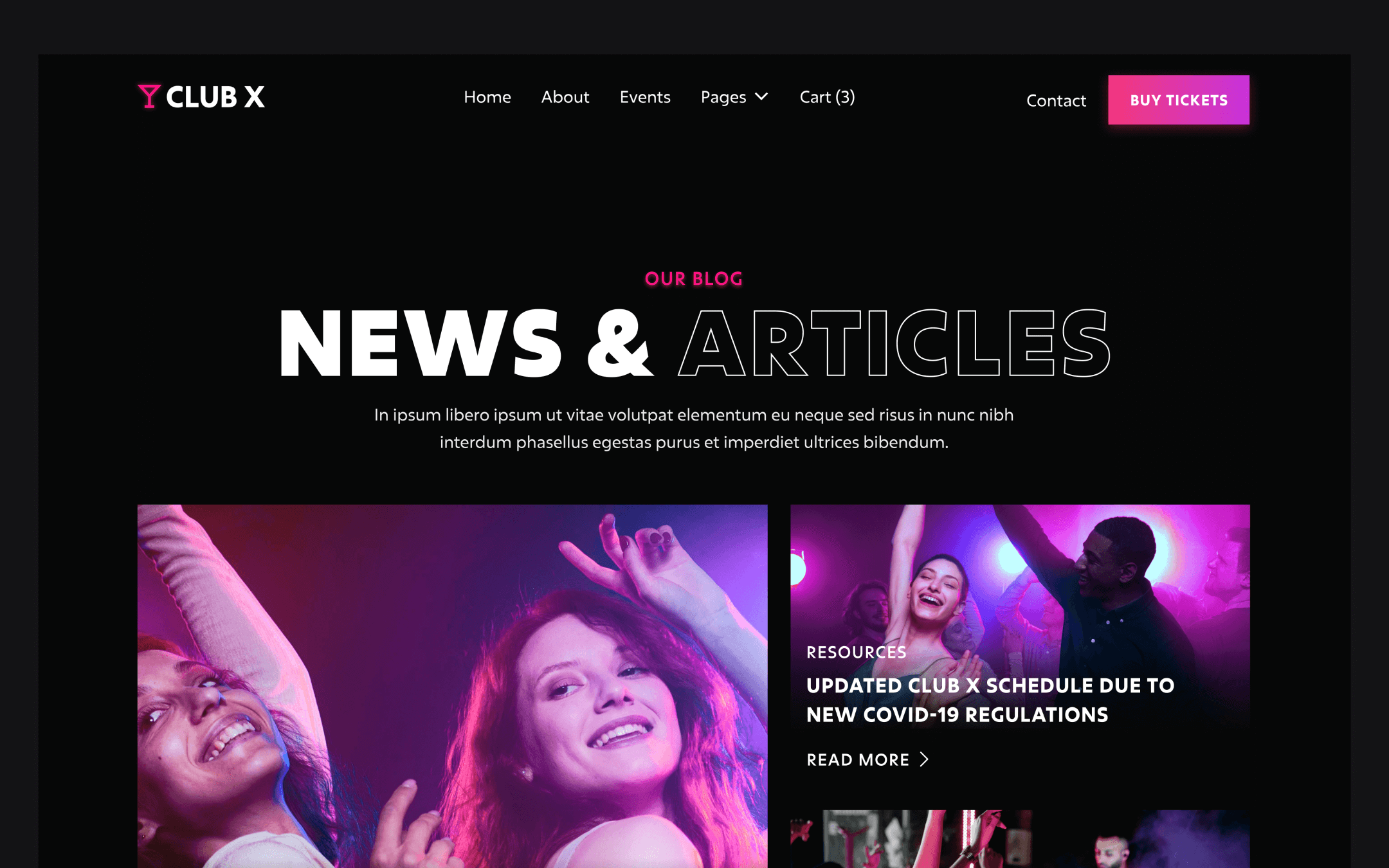 Club X Template para Webflow