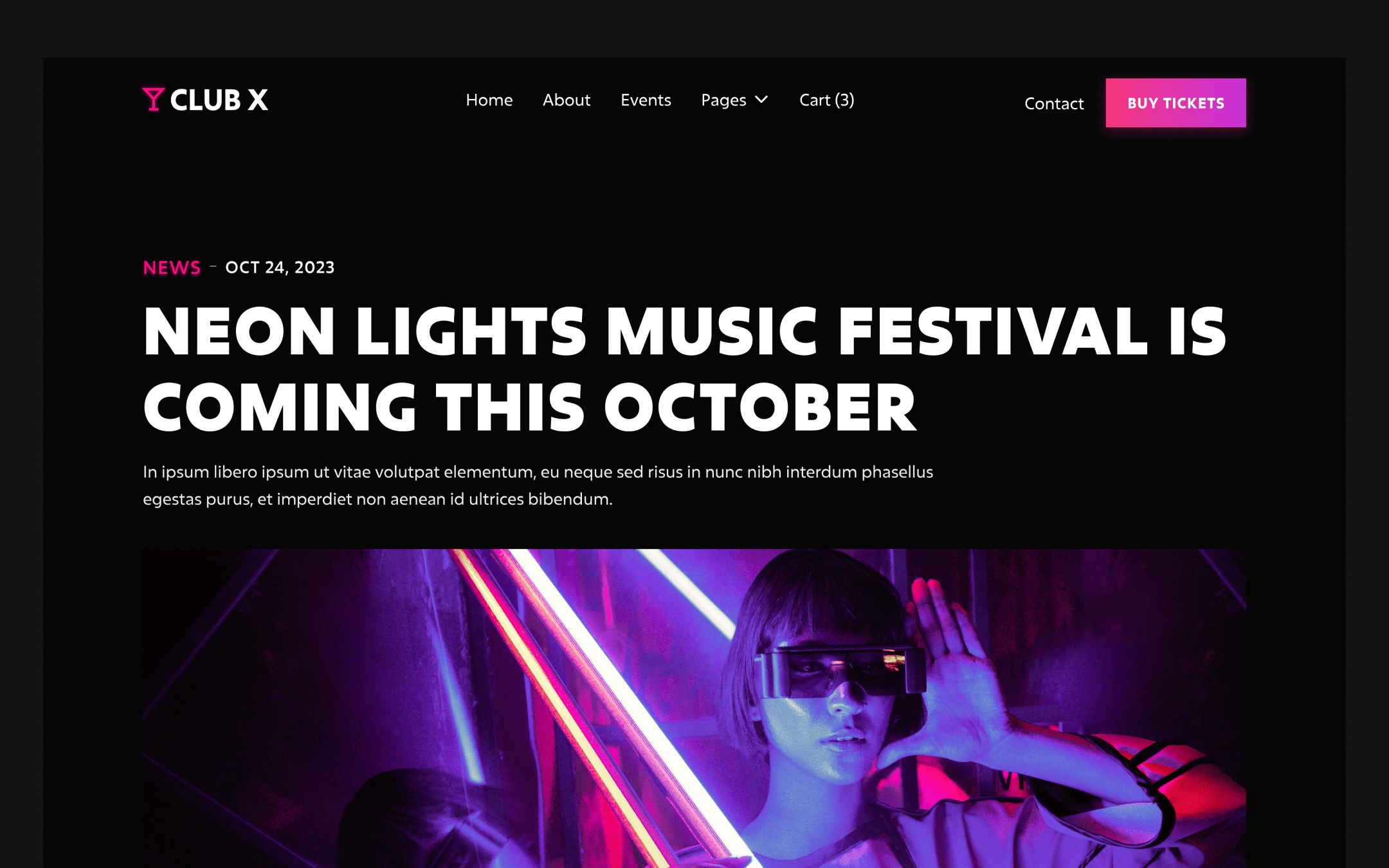 Club X Template para Webflow