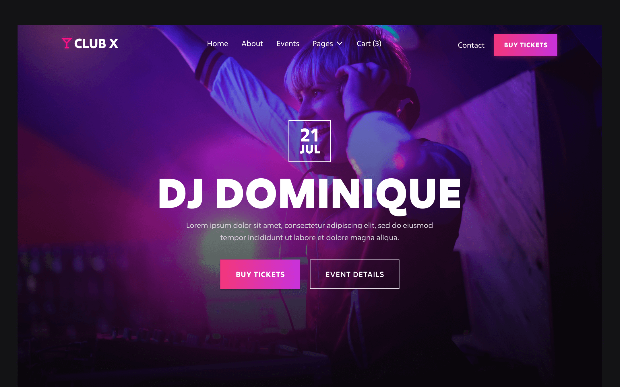 Club X Template para Webflow