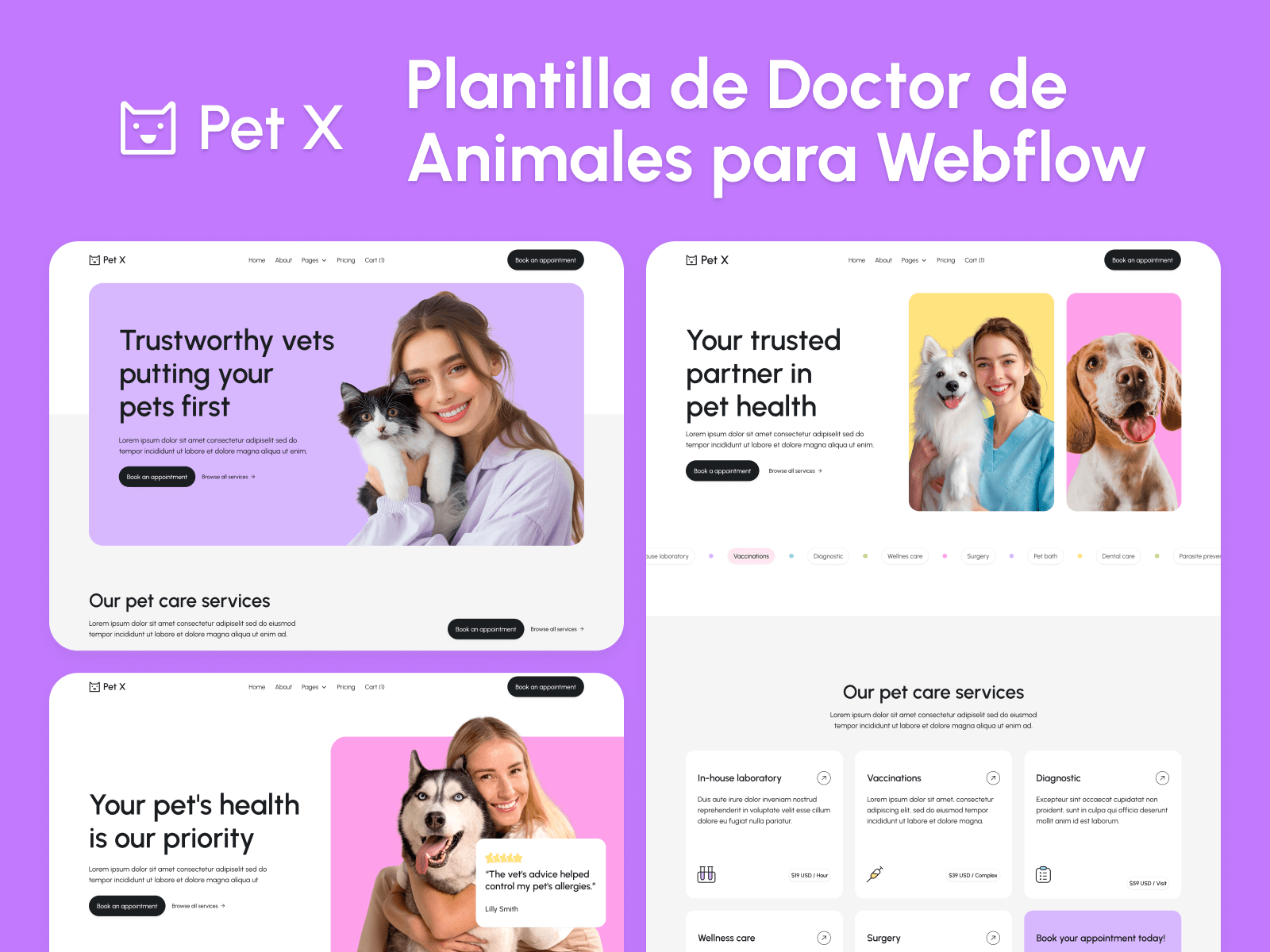 Plantilla de Doctor de Animales para Webflow