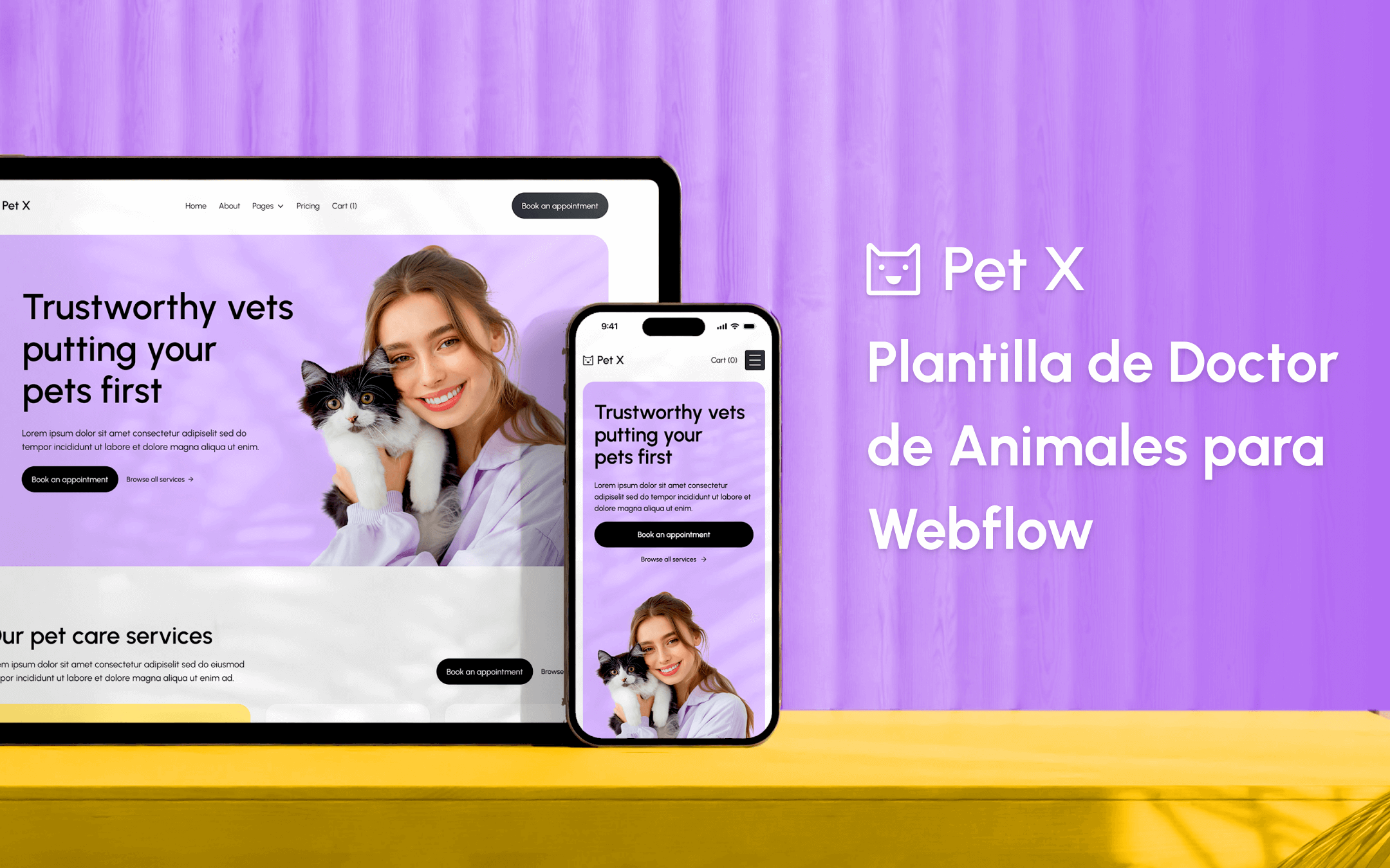 Plantilla de Doctor de Animales para Webflow
