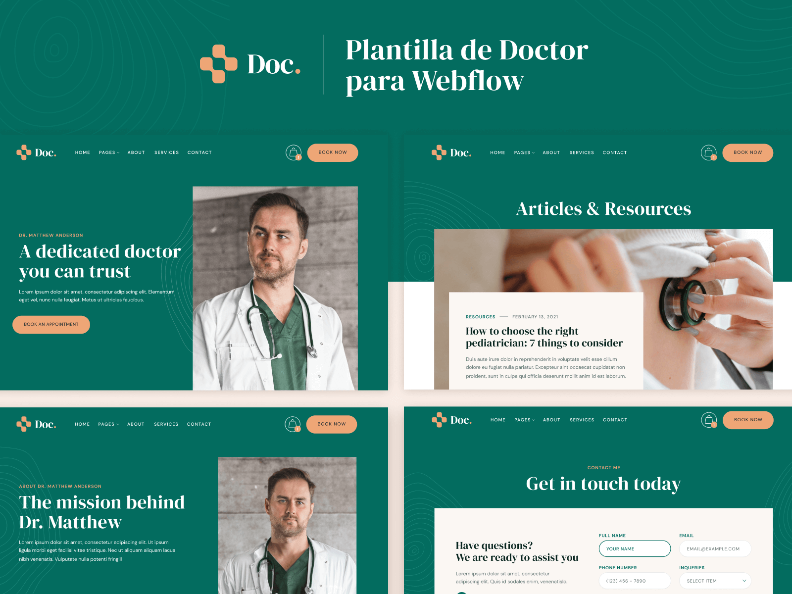 Plantilla de Doctor para Webflow