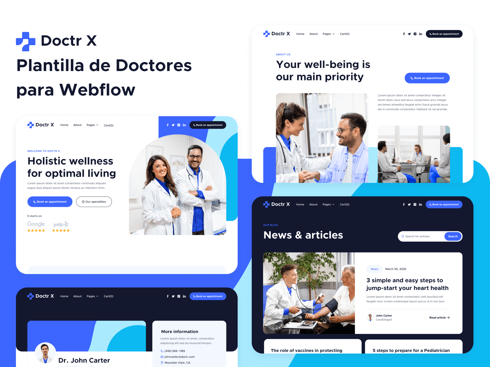 Plantilla de Doctores para Webflow