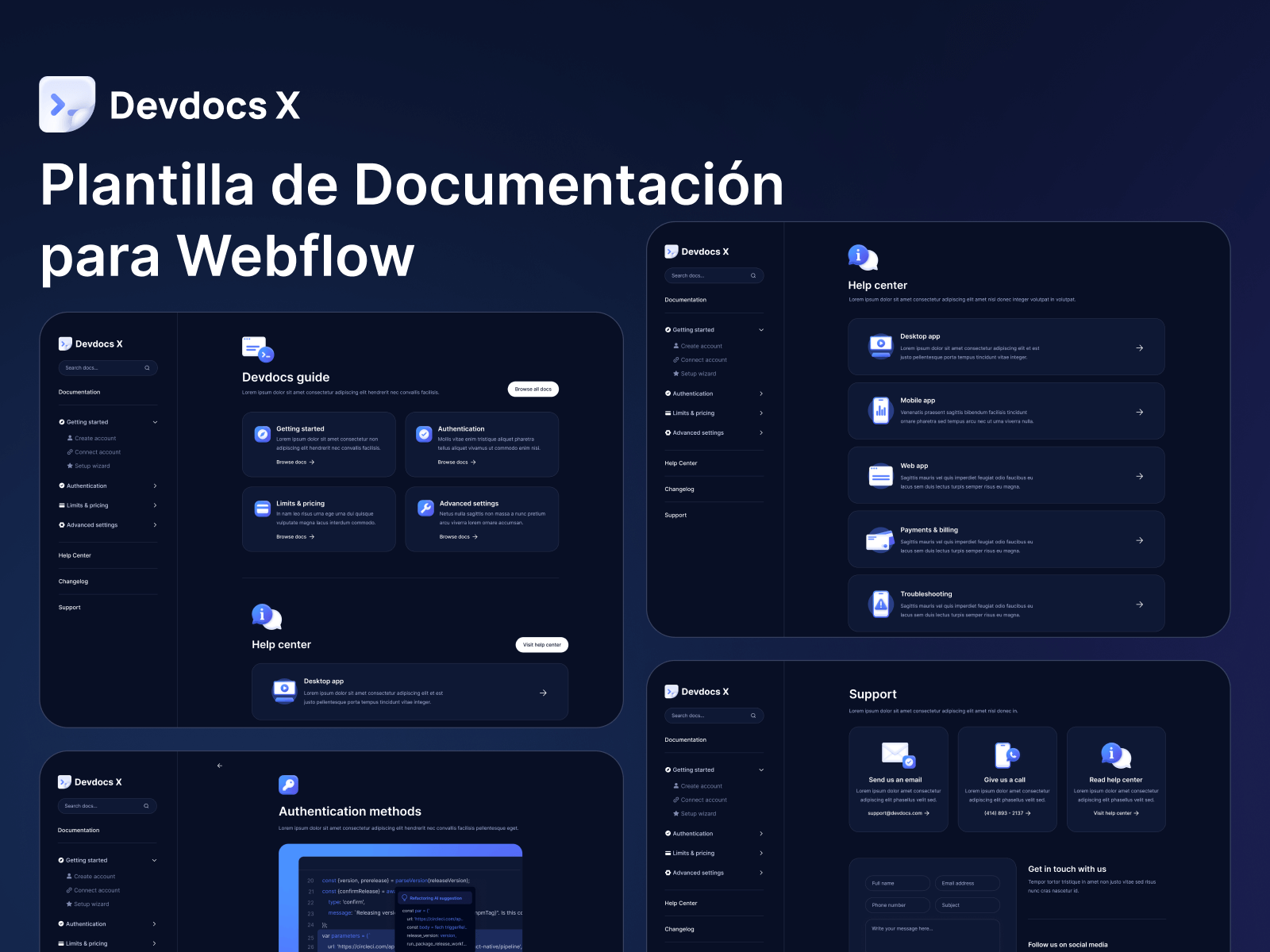 Plantilla de Documentación para Webflow