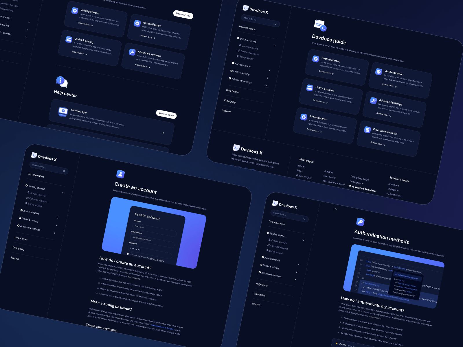 Plantilla para Webflow de Documentación