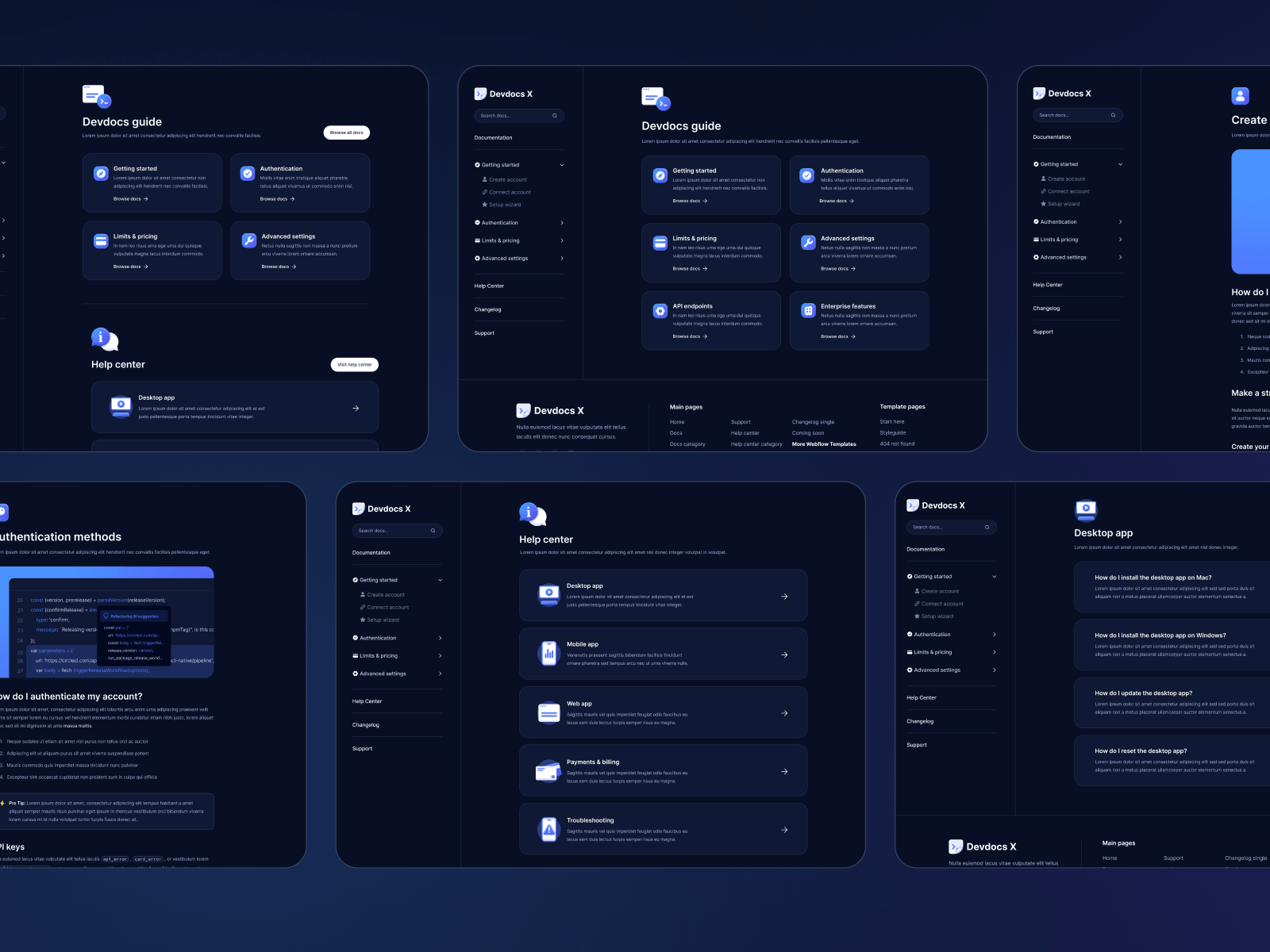 Plantilla de Soporte para Webflow