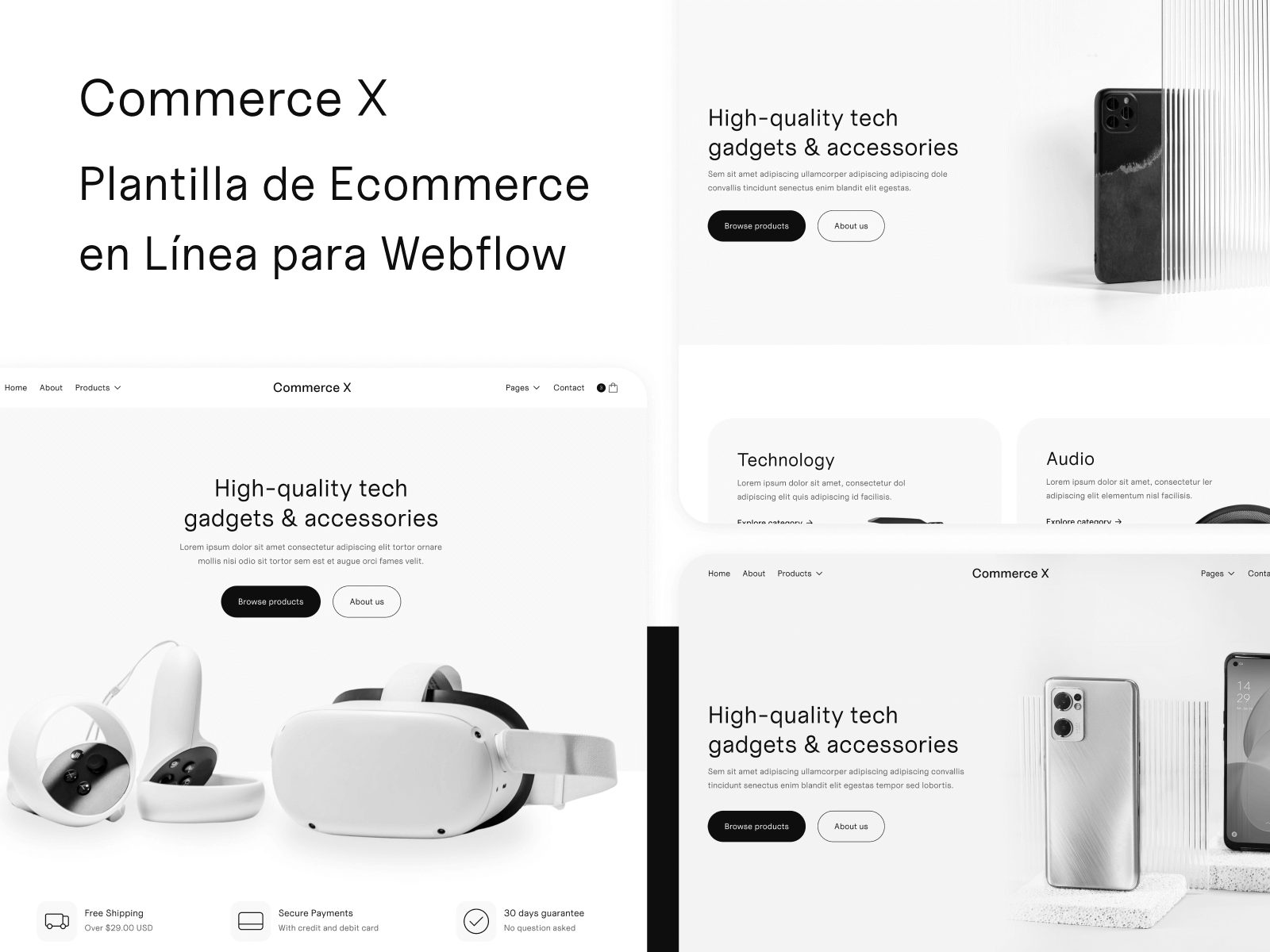 Plantilla de Ecommerce en Línea para Webflow