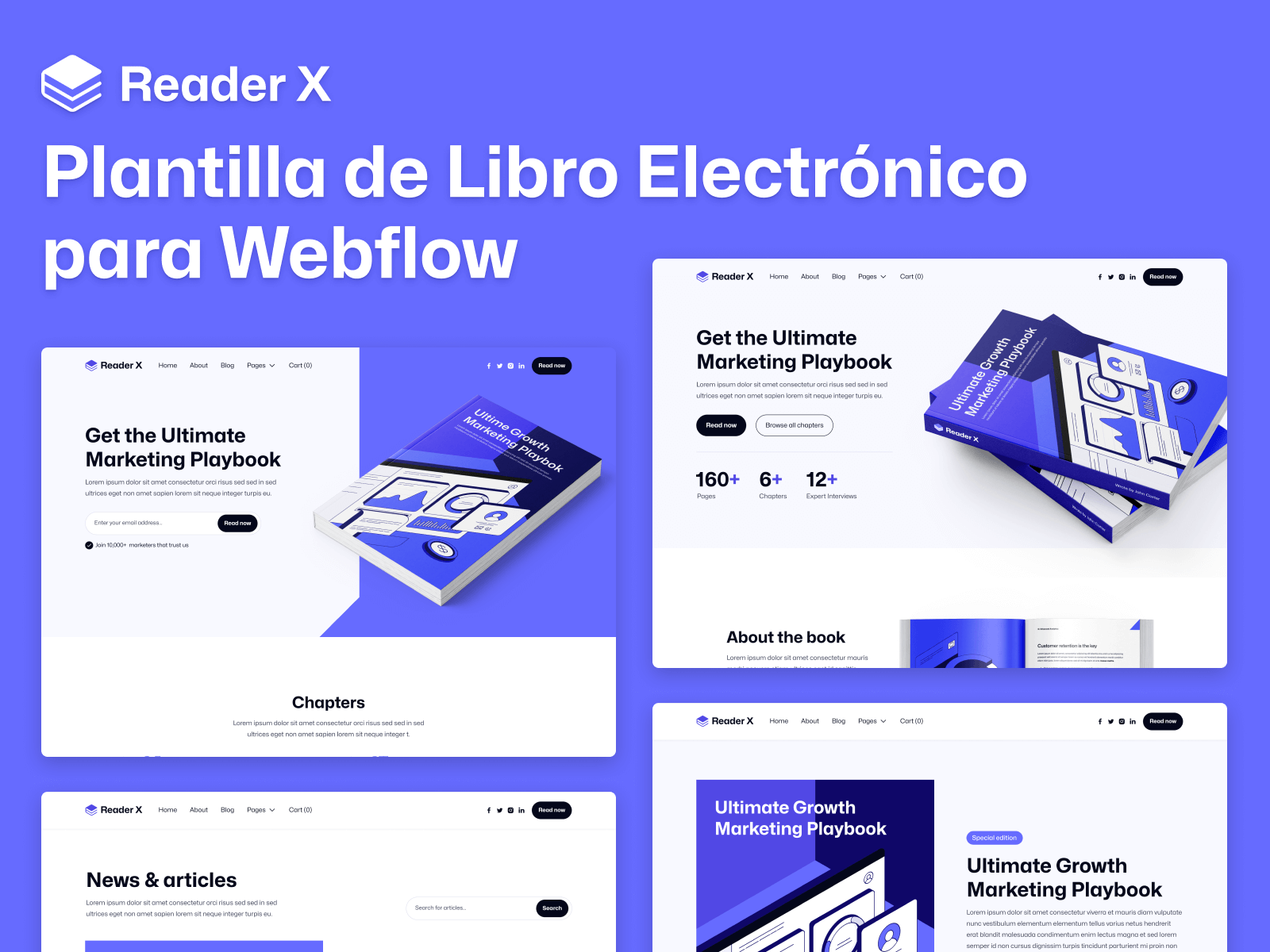 Plantilla de Libro Electrónico para Webflow