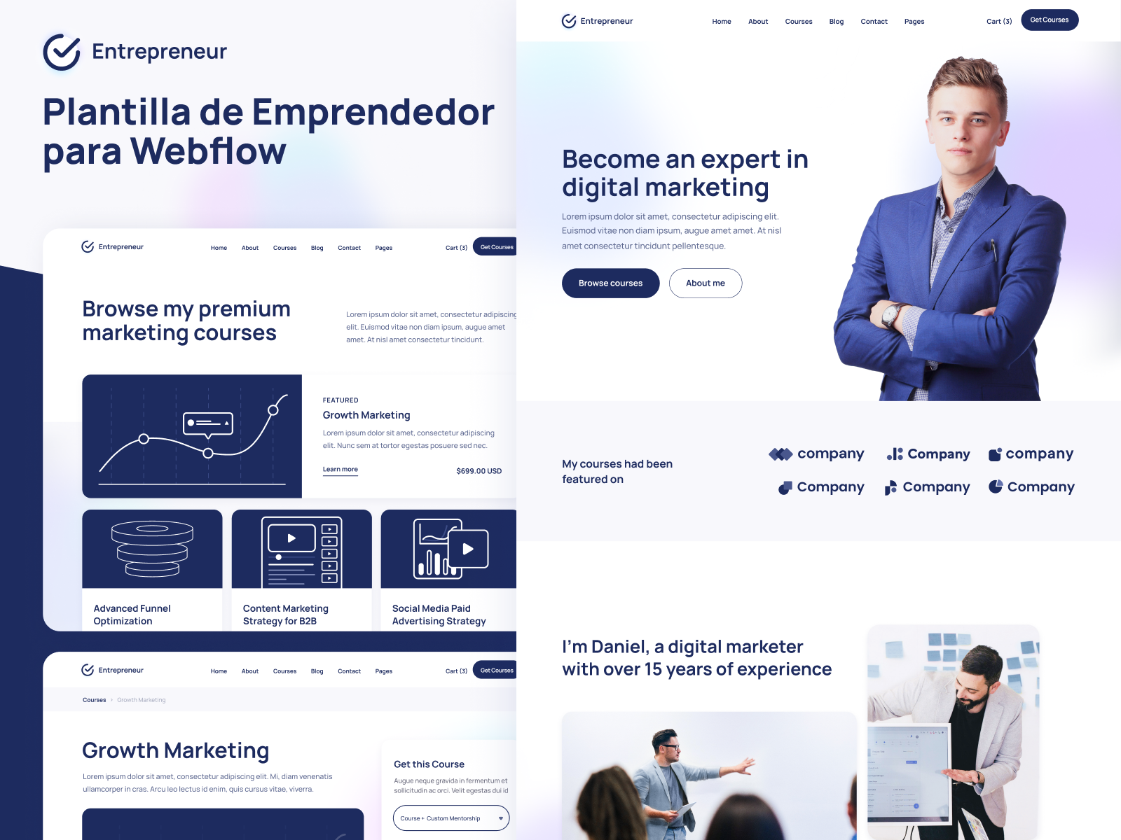 Plantilla de Emprendedor para Webflow