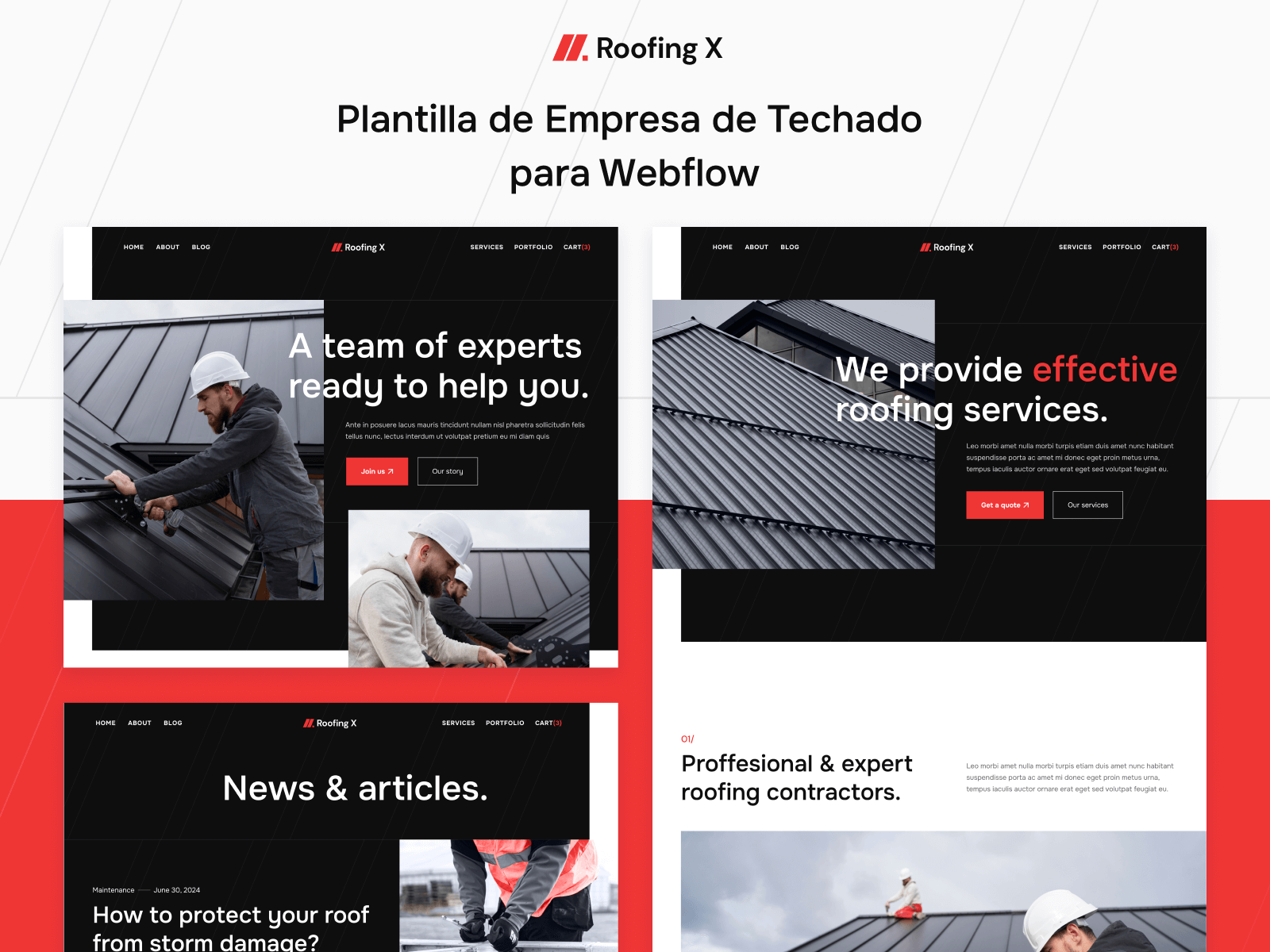 Plantilla de Empresa de Techado para Webflow