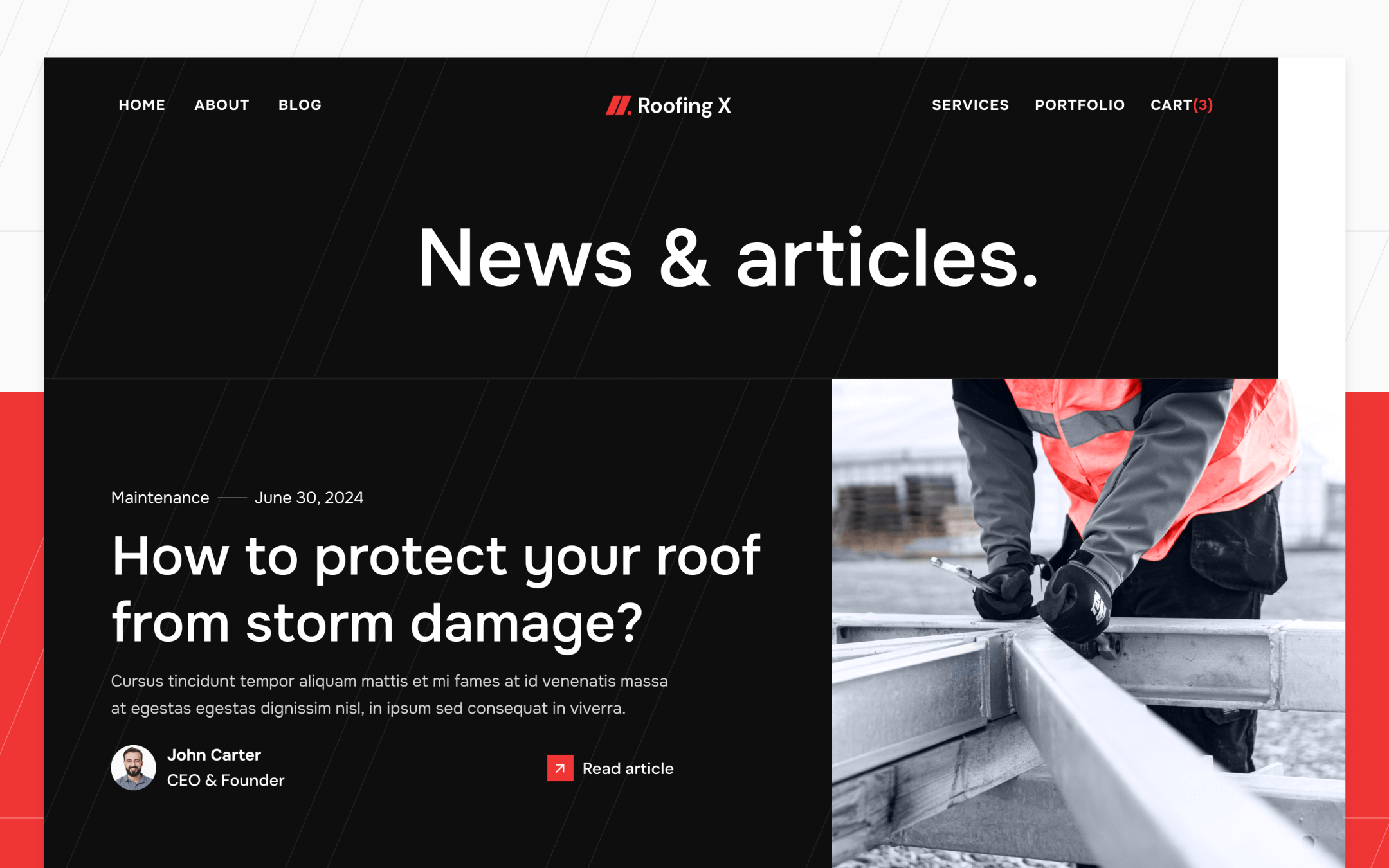 Roofing X Template para Webflow