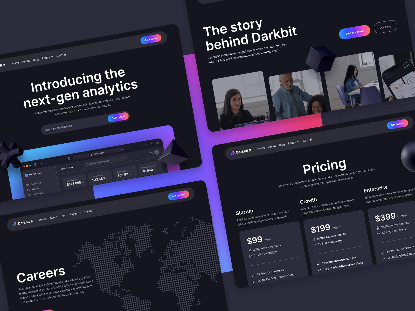 Plantilla de Startup Modo Oscuro para Webflow