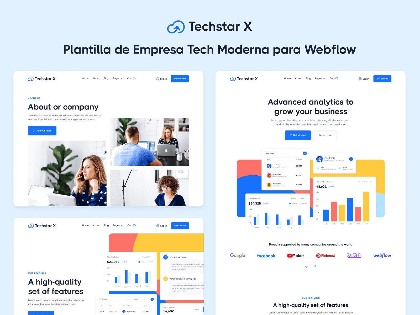 Plantilla de Empresa Tech Moderna para Webflow