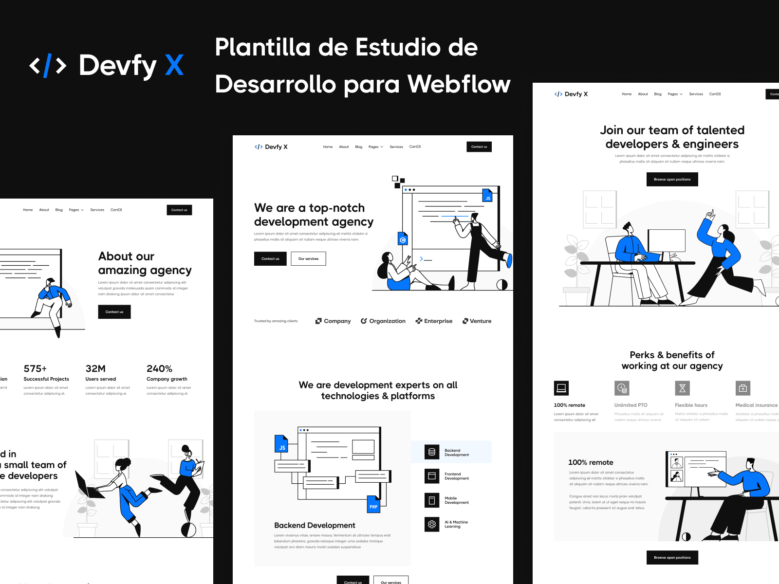 Plantilla de Estudio de Desarrollo para Webflow