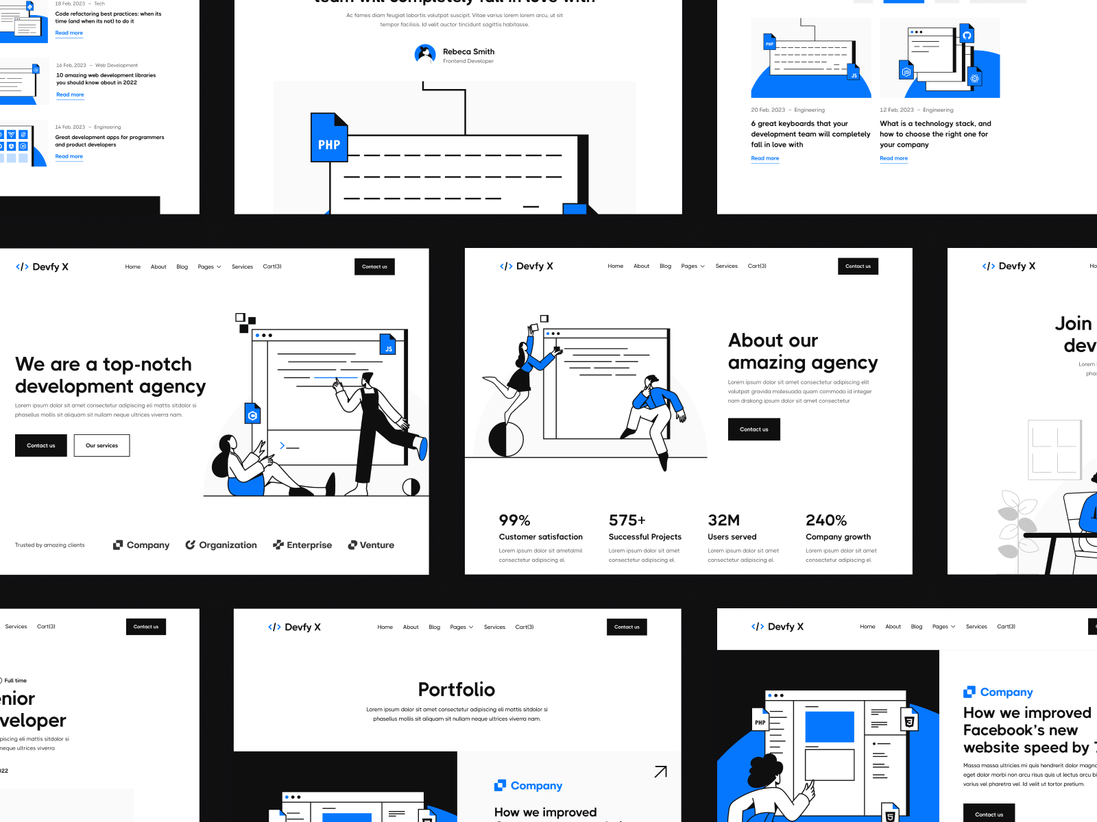 Plantilla de Agencia de Desarrollo Backend para Sitio Web en Webflow