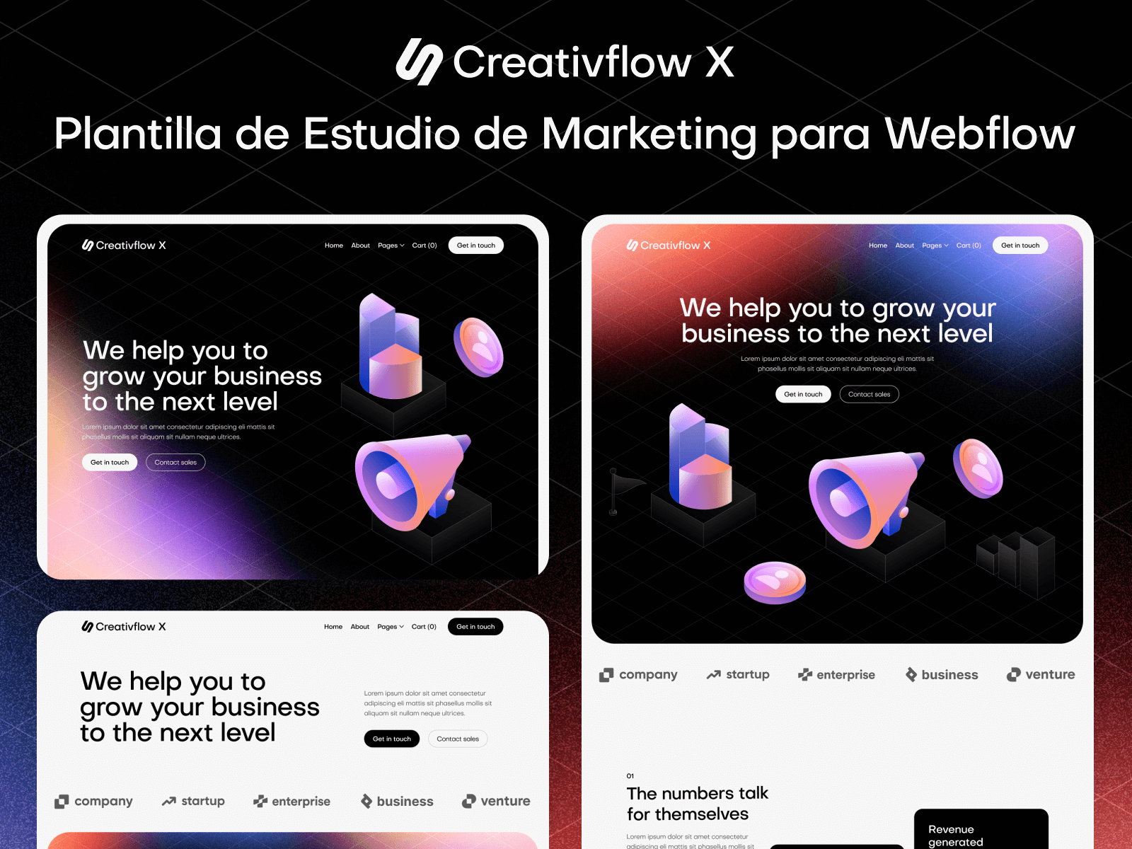 Plantilla de Estudio de Marketing para Webflow