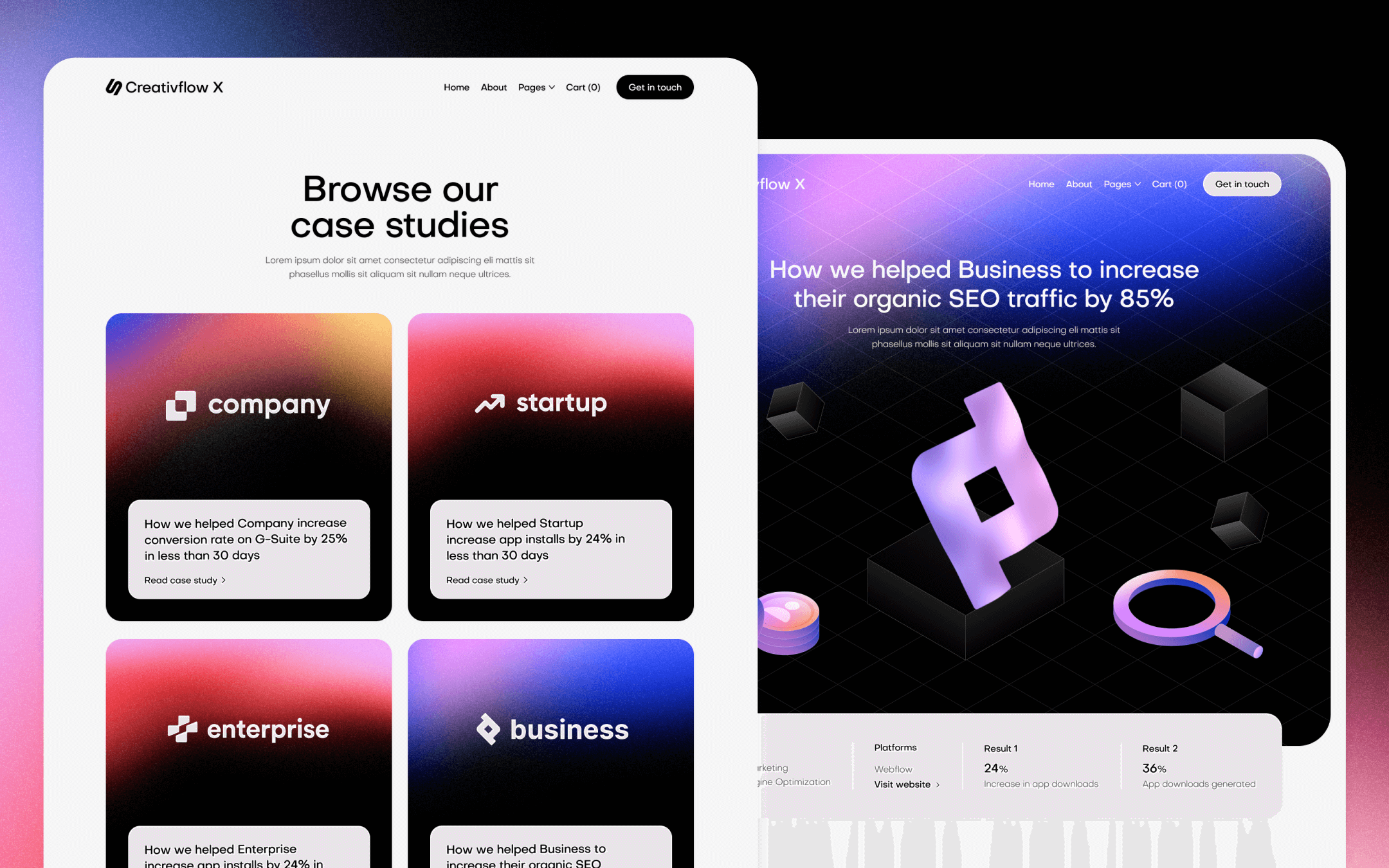 Creativflow X Template para Webflow
