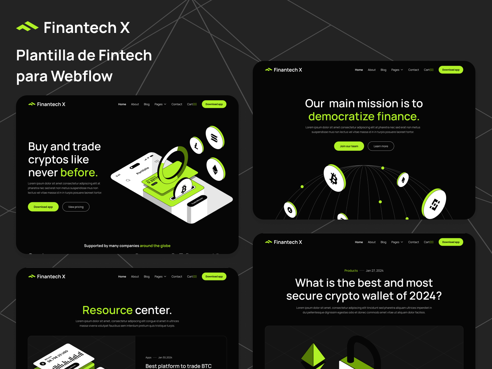  Plantilla de Fintech para Webflow