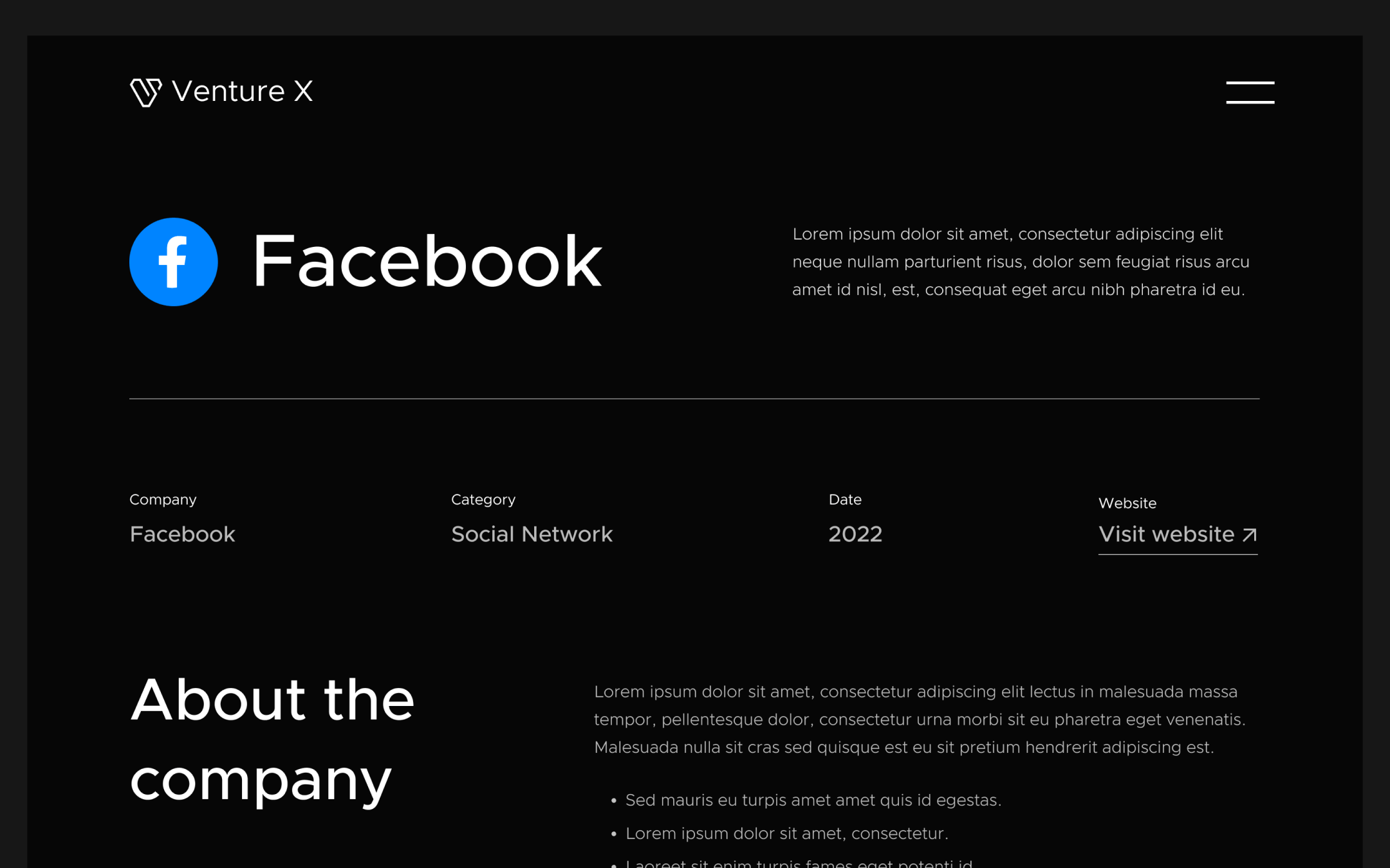 Venture X Template para Webflow