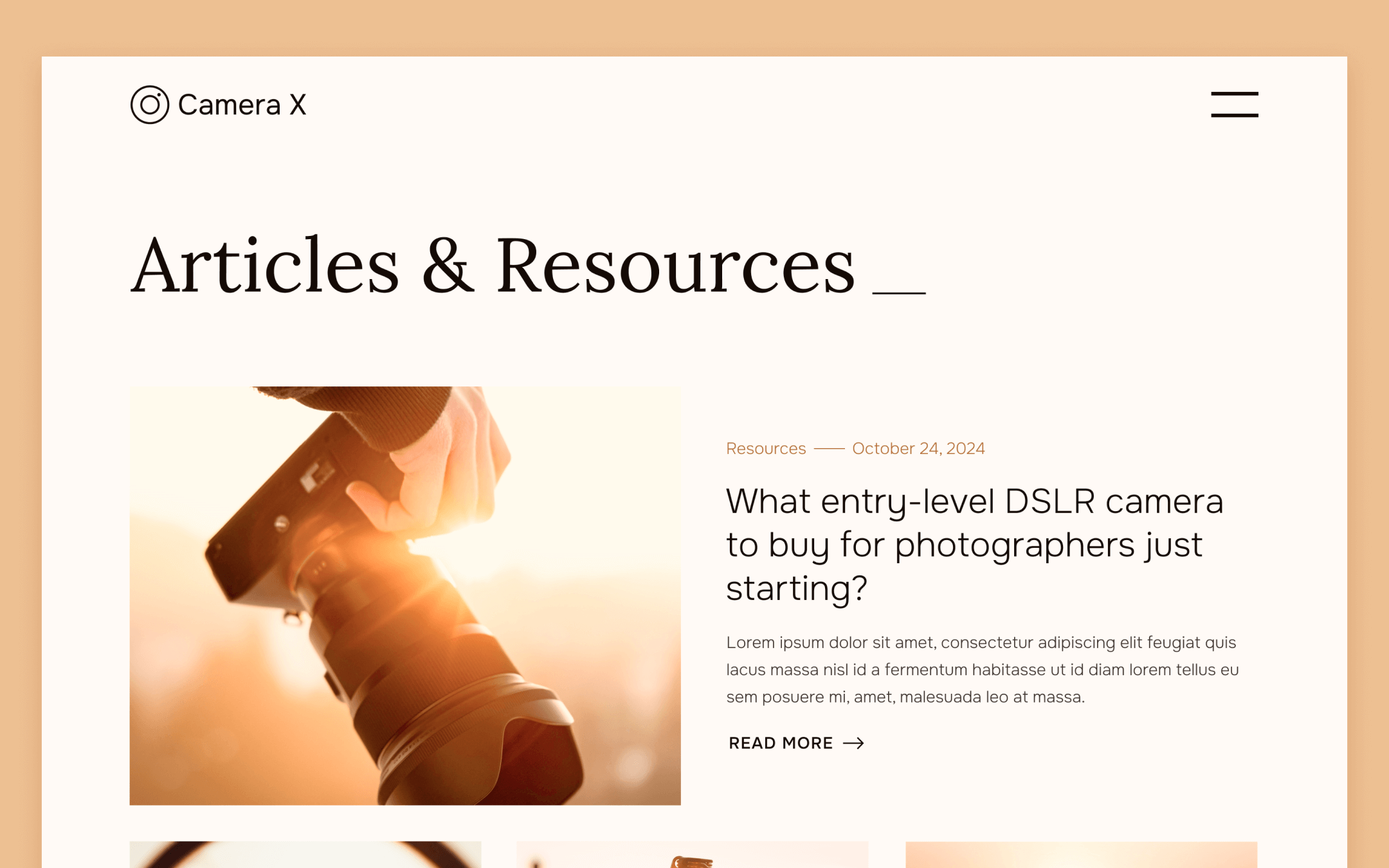 Camera X Template para Webflow