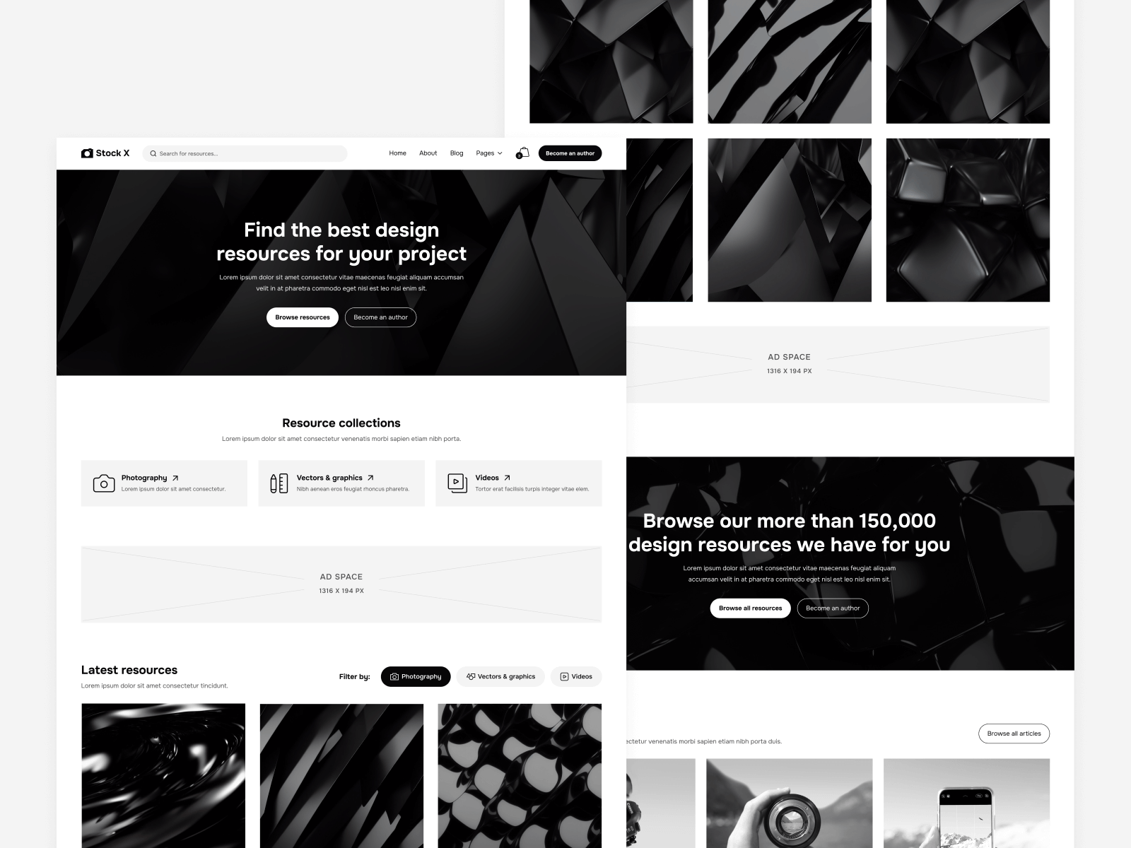 Plantilla de Fotografía Stock para Webflow