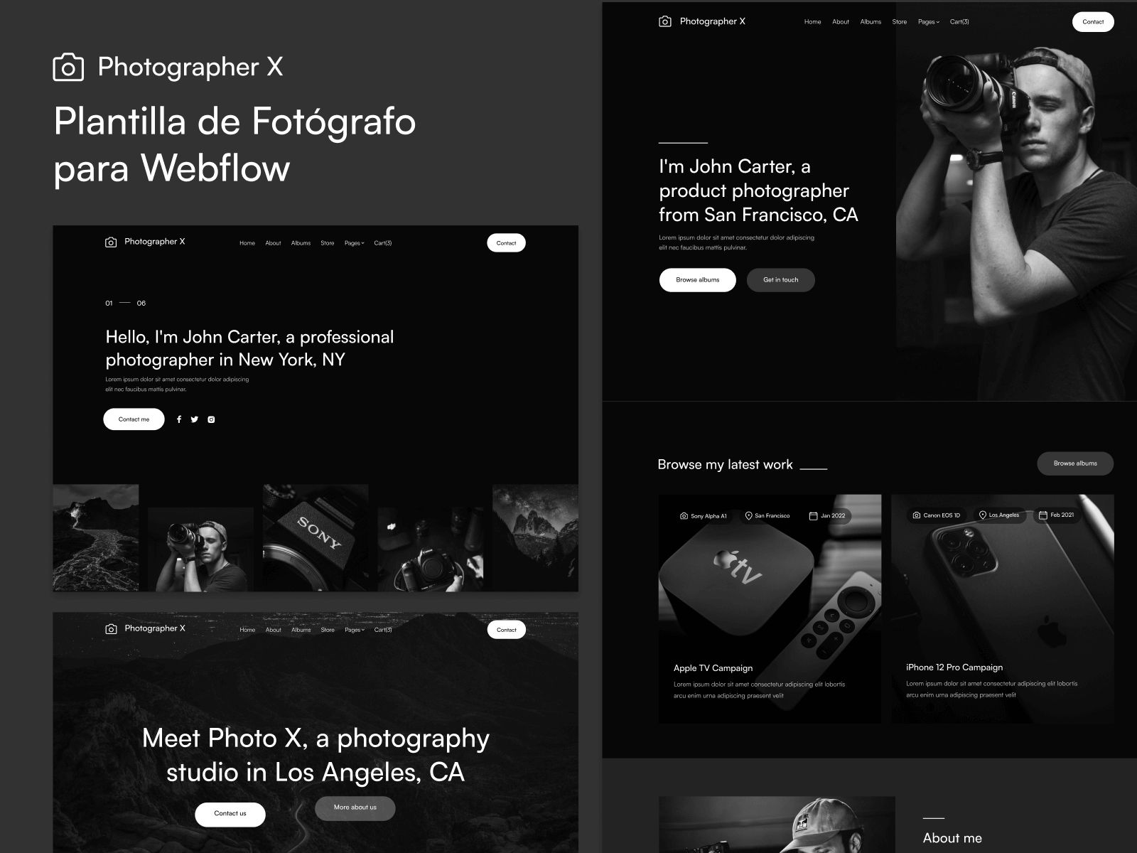 Plantilla de Fotógrafo para Webflow
