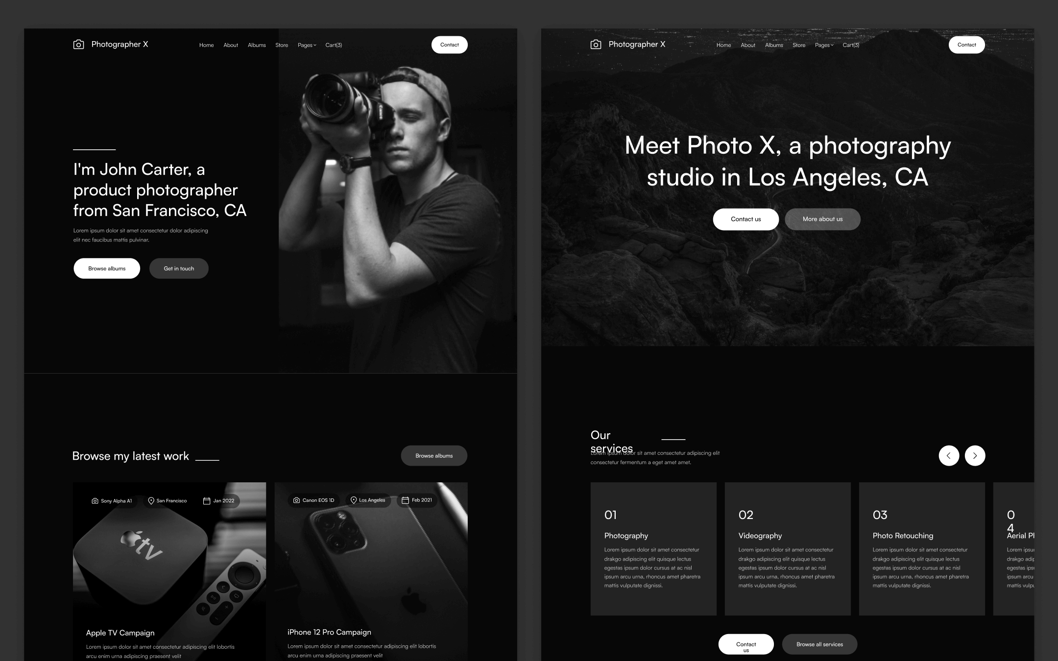 Plantilla de Fotógrafo para Webflow