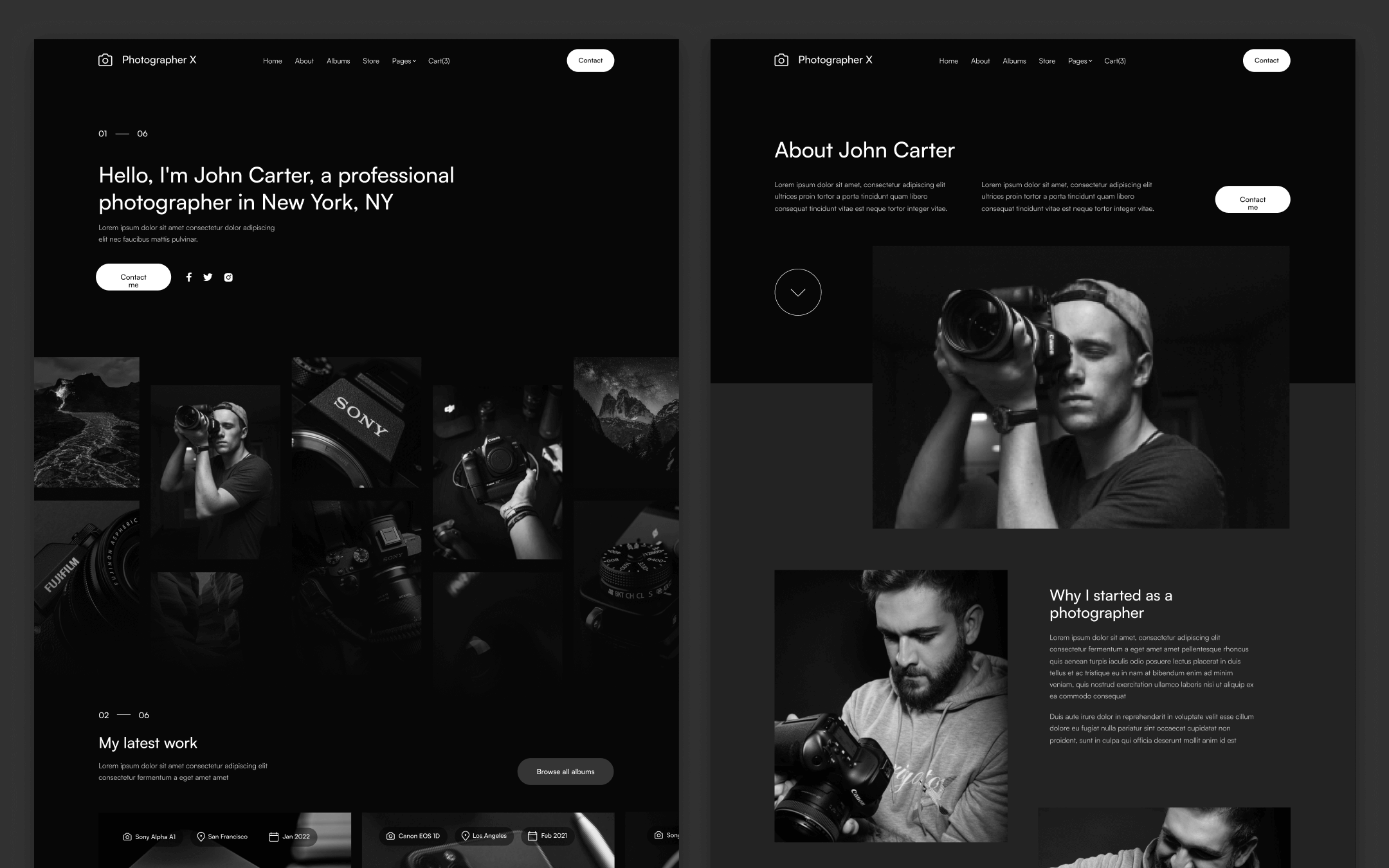 Photographer X Template para Webflow