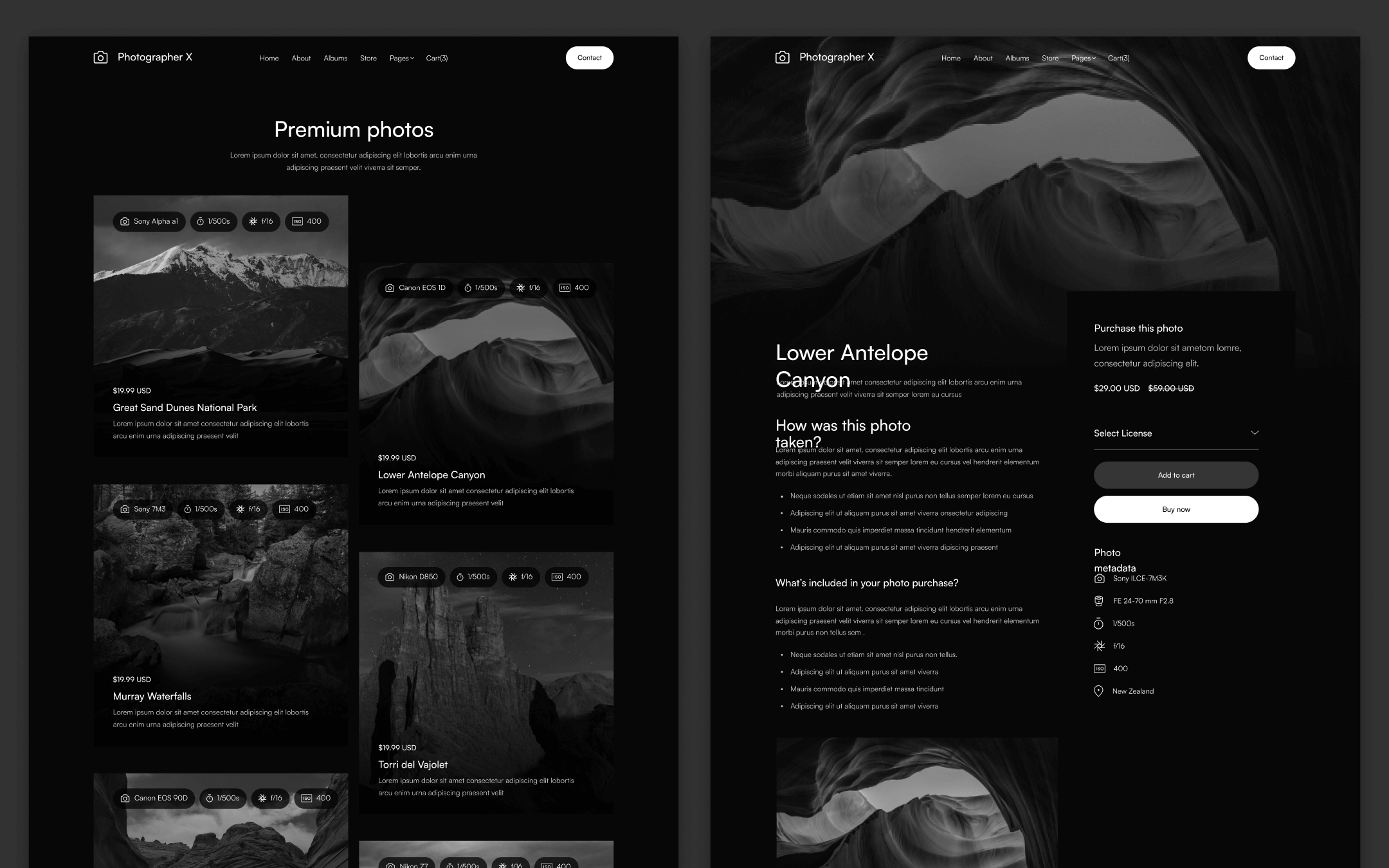 Photographer X Template para Webflow