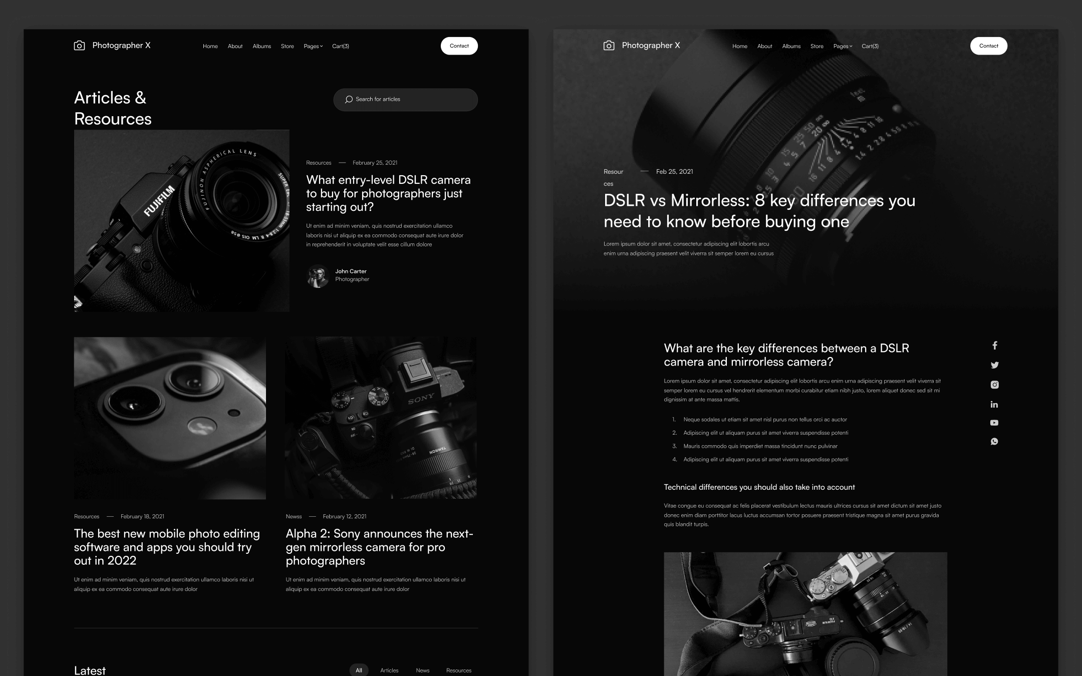 Photographer X Template para Webflow