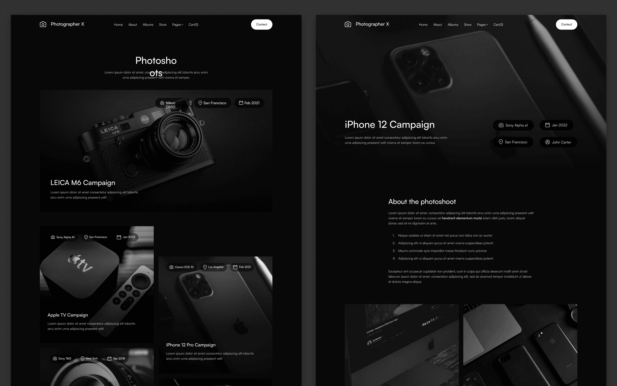 Photographer X Template para Webflow
