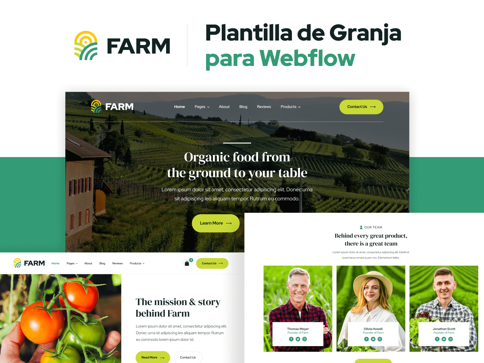 Plantilla de Granja para Webflow