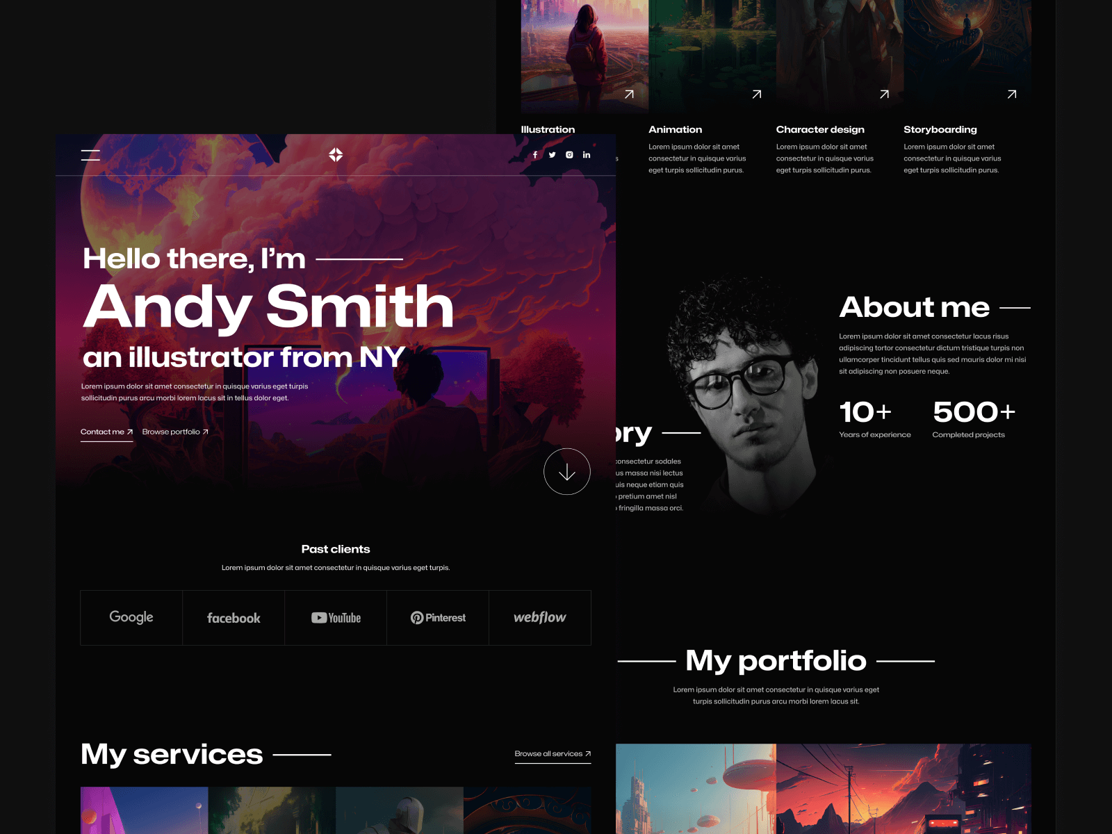 Template de Portafolio de Ilustración para Webflow