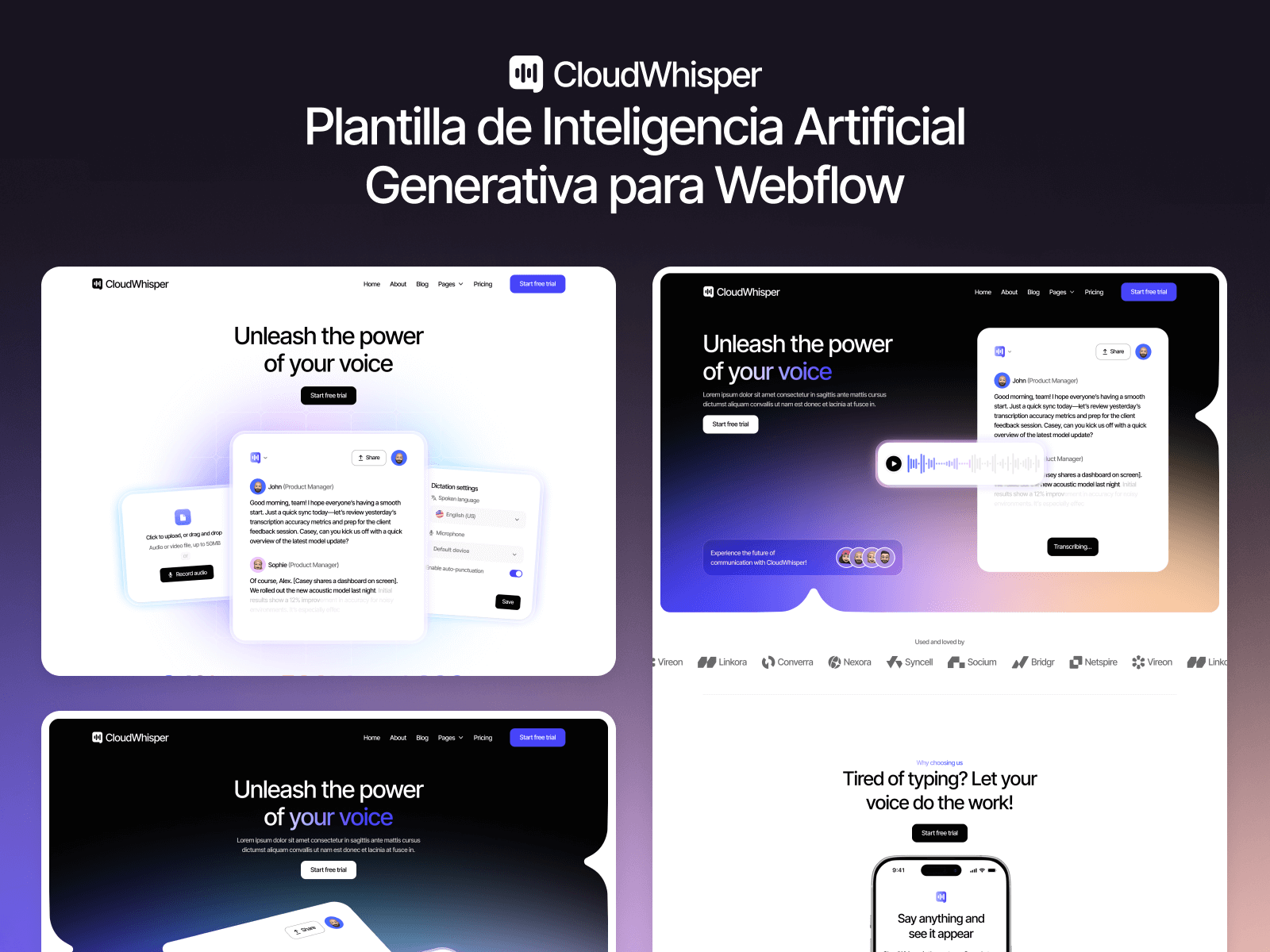 Plantilla de Inteligencia Artificial Generativa para Webflow